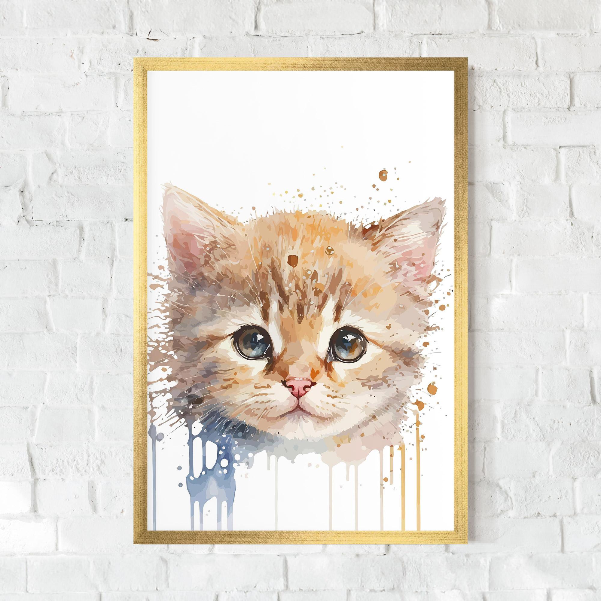 Gerahmte Poster Watercolor Animal Cat mockup 0