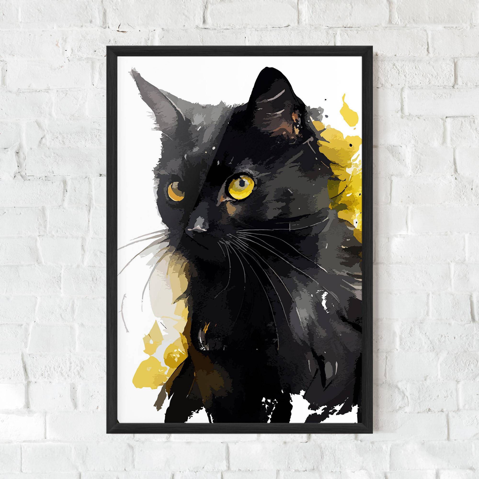 Gerahmte Poster Beautiful Black Cat mockup 0