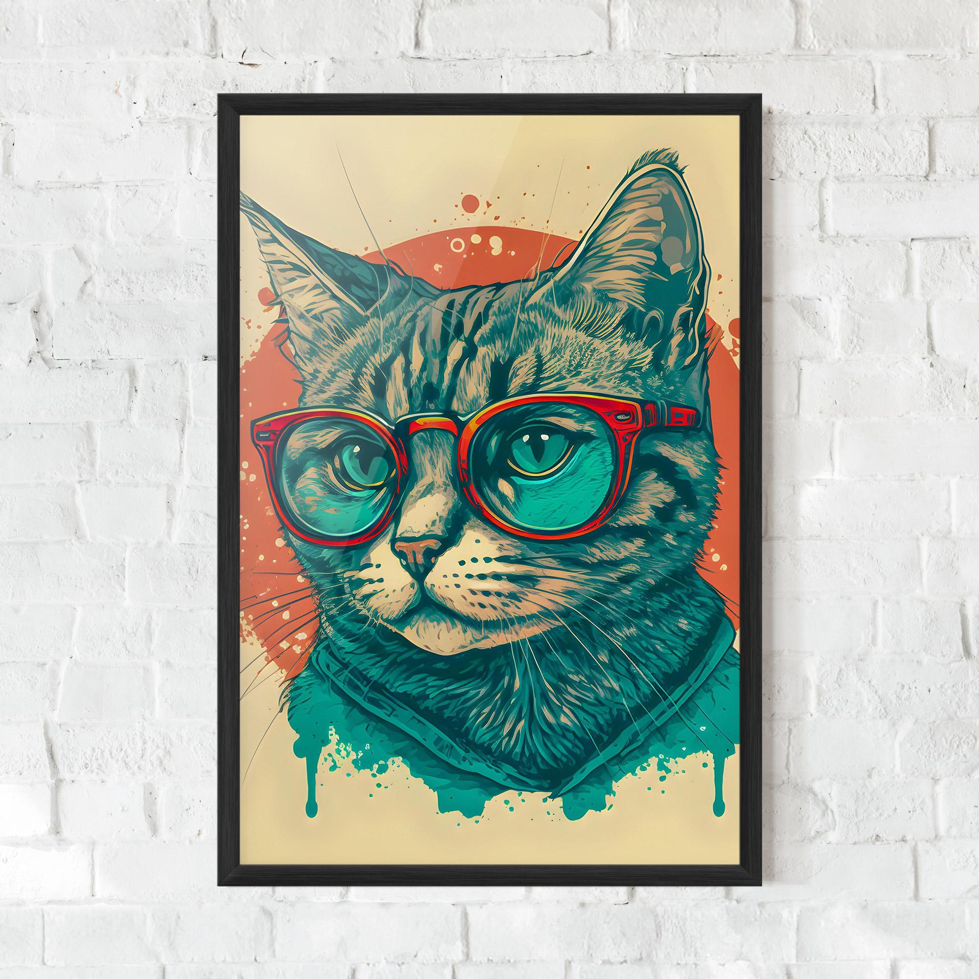 Gerahmte Poster Red Glasses Cat mockup 0