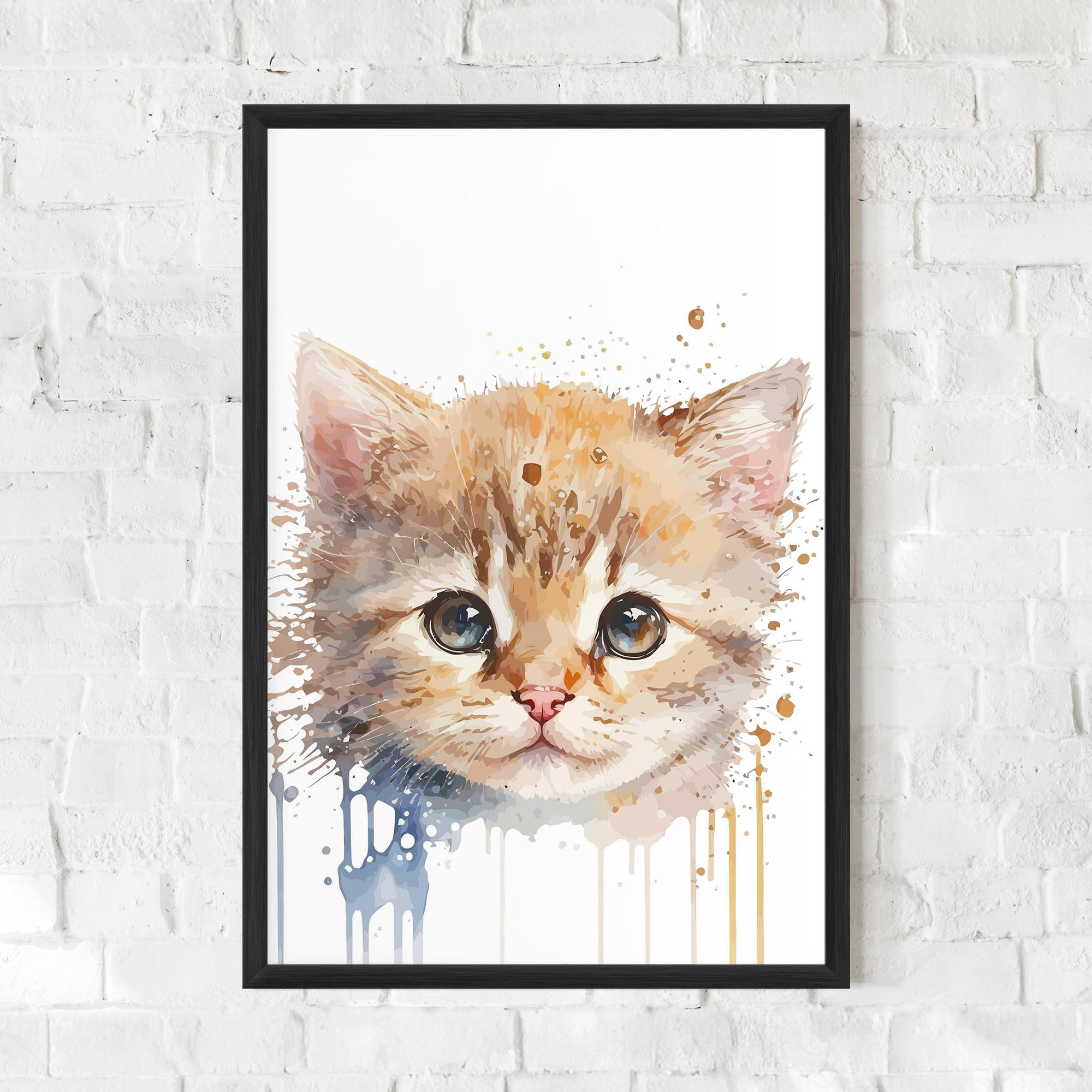 Gerahmte Poster Watercolor Animal Cat mockup 0