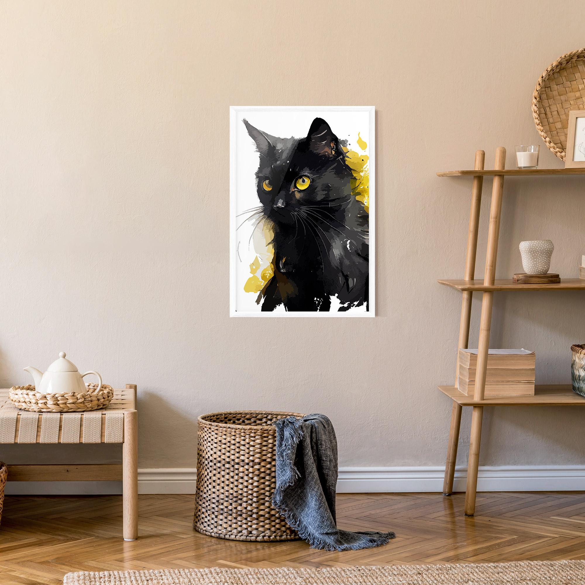 Gerahmte Poster Beautiful Black Cat mockup 9