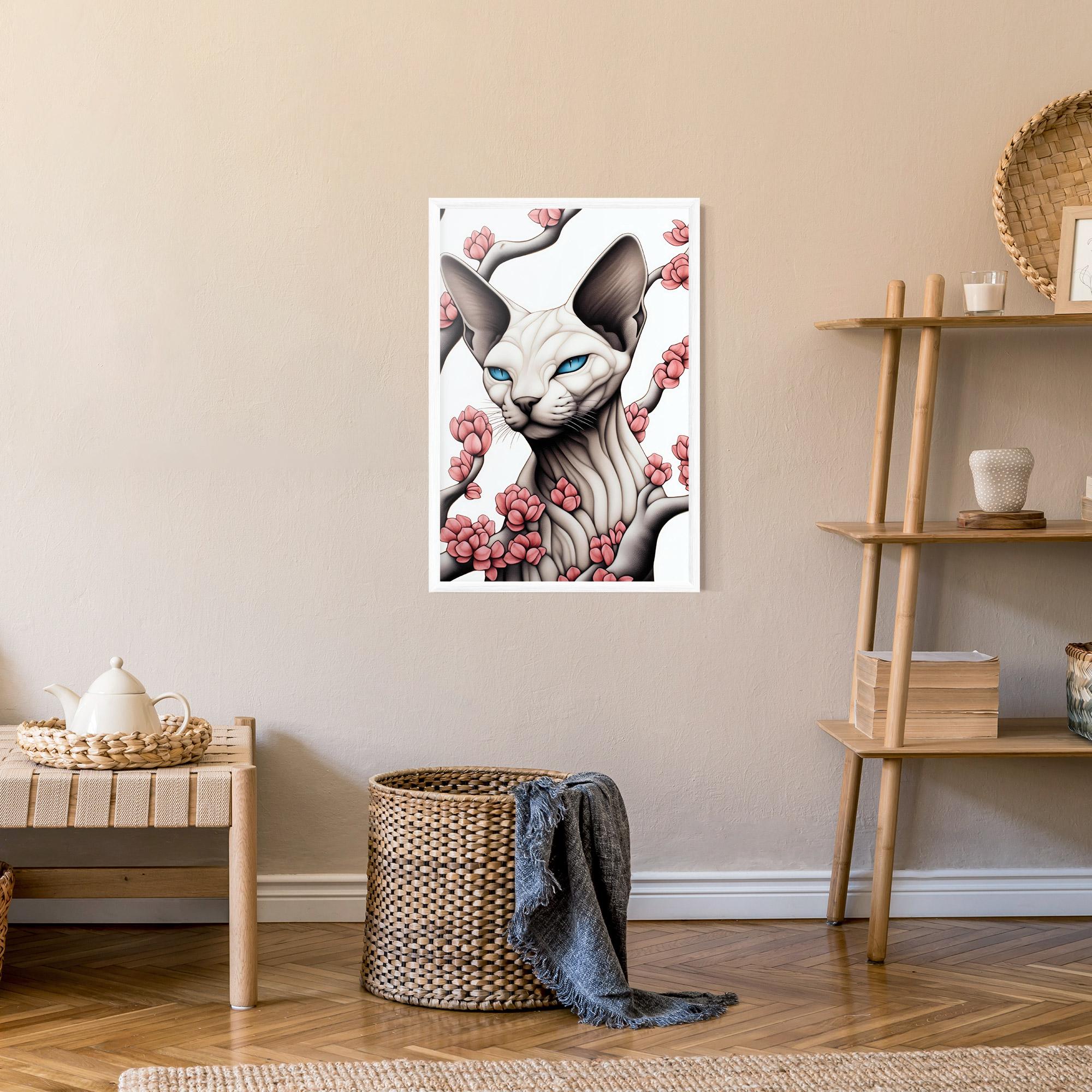 Gerahmte Poster Blue Eyes Cat Drawing mockup 9