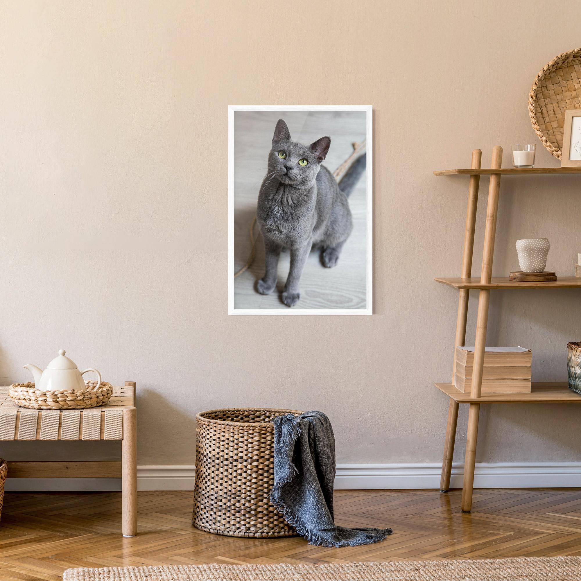 Gerahmte Poster Grey Green Cat Eyes mockup 9