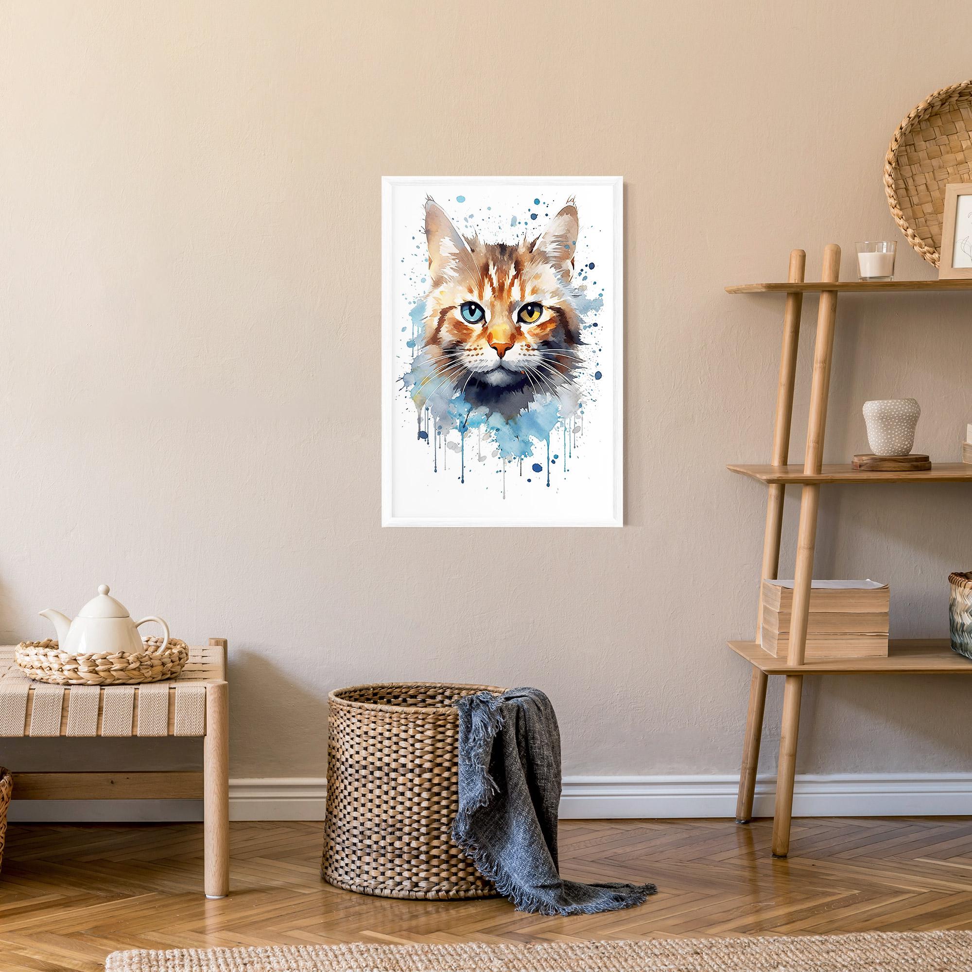 Gerahmte Poster Orange Blue Eyes Cat mockup 9