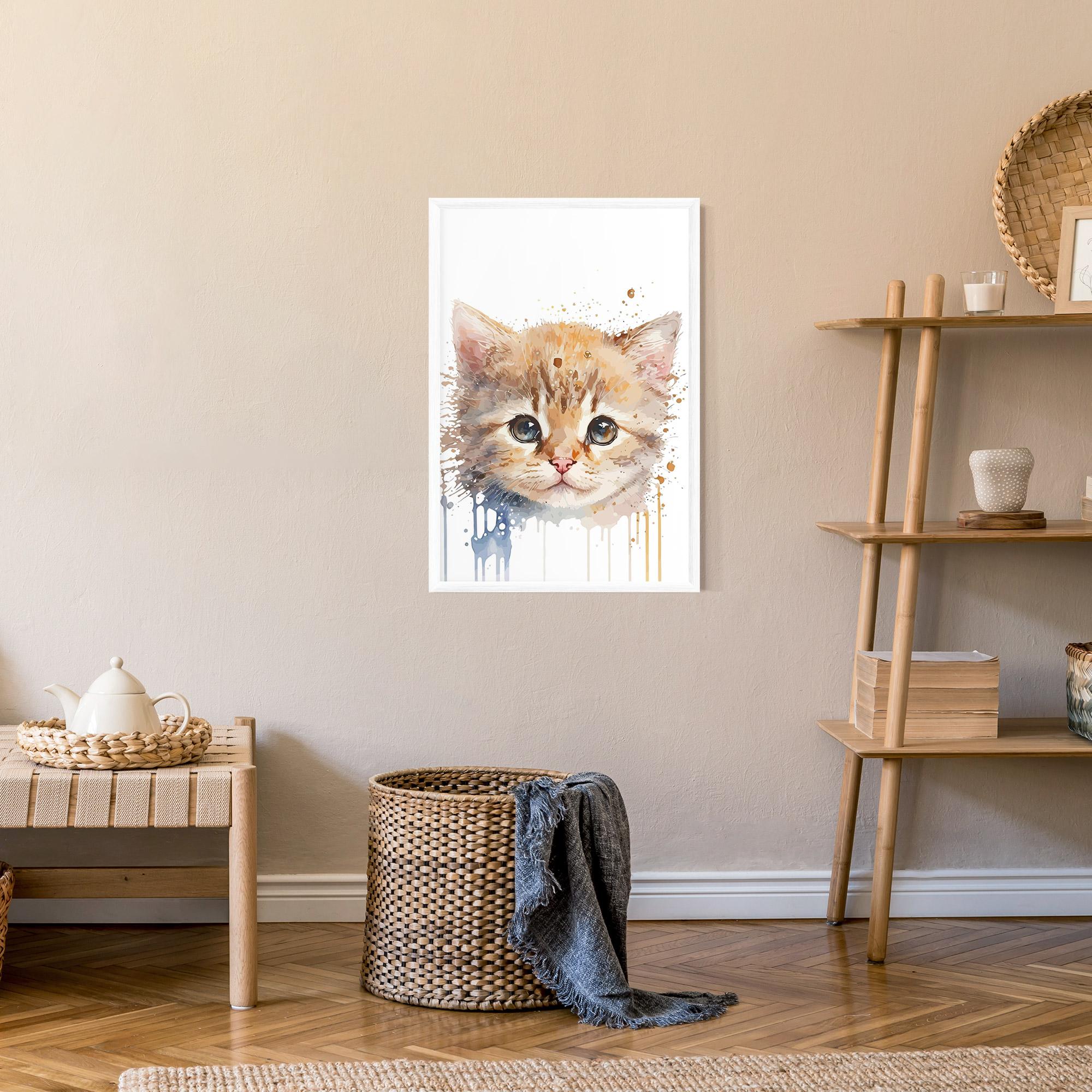 Gerahmte Poster Watercolor Animal Cat mockup 9