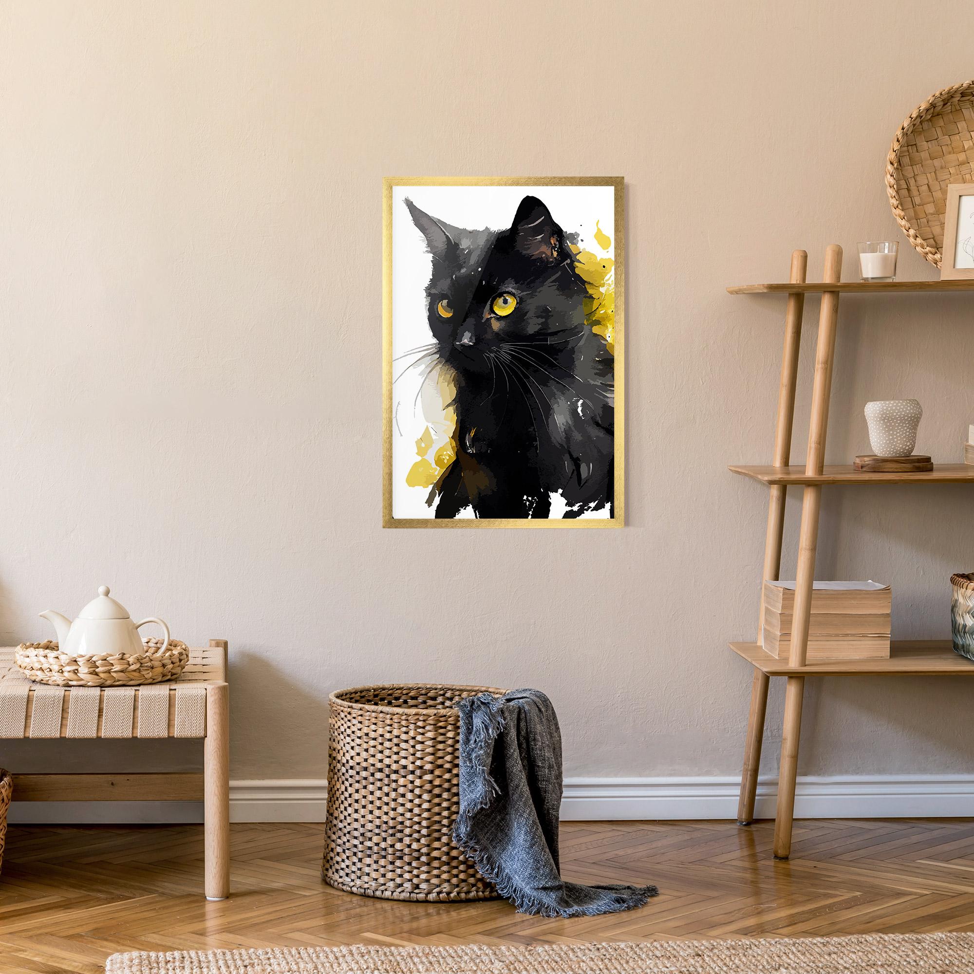 Gerahmte Poster Beautiful Black Cat mockup 9