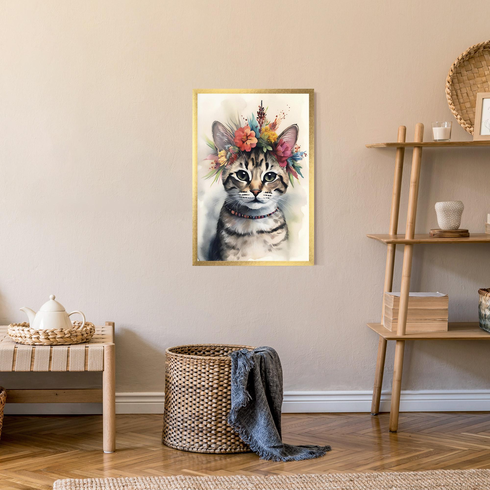 Gerahmte Poster Flower Cat Art mockup 9