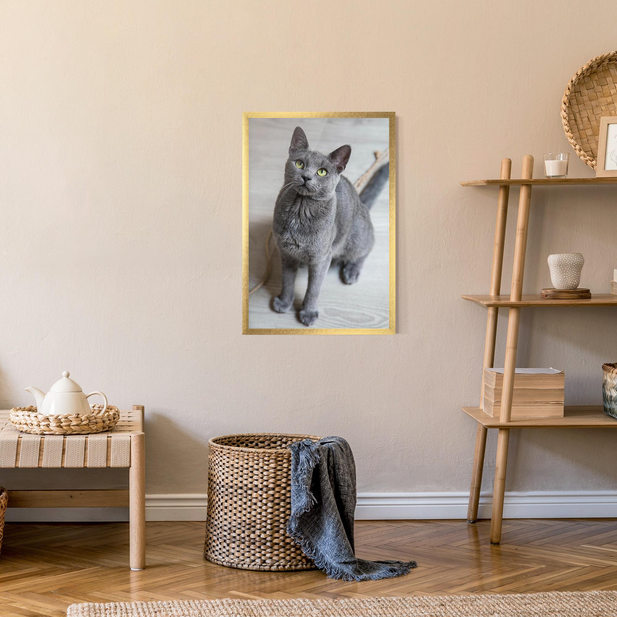 Gerahmte Poster Grey Green Cat Eyes mockup 9