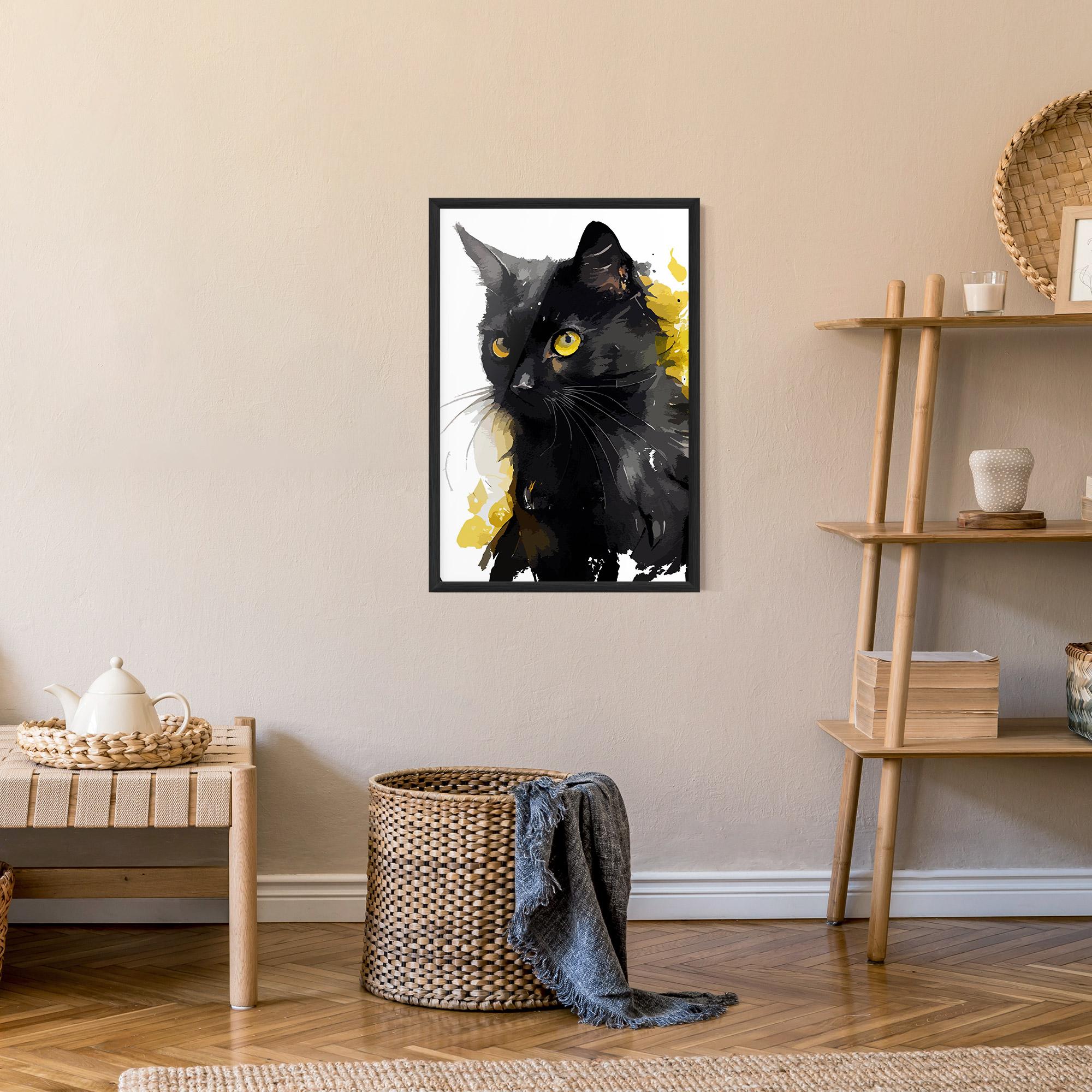 Gerahmte Poster Beautiful Black Cat mockup 9