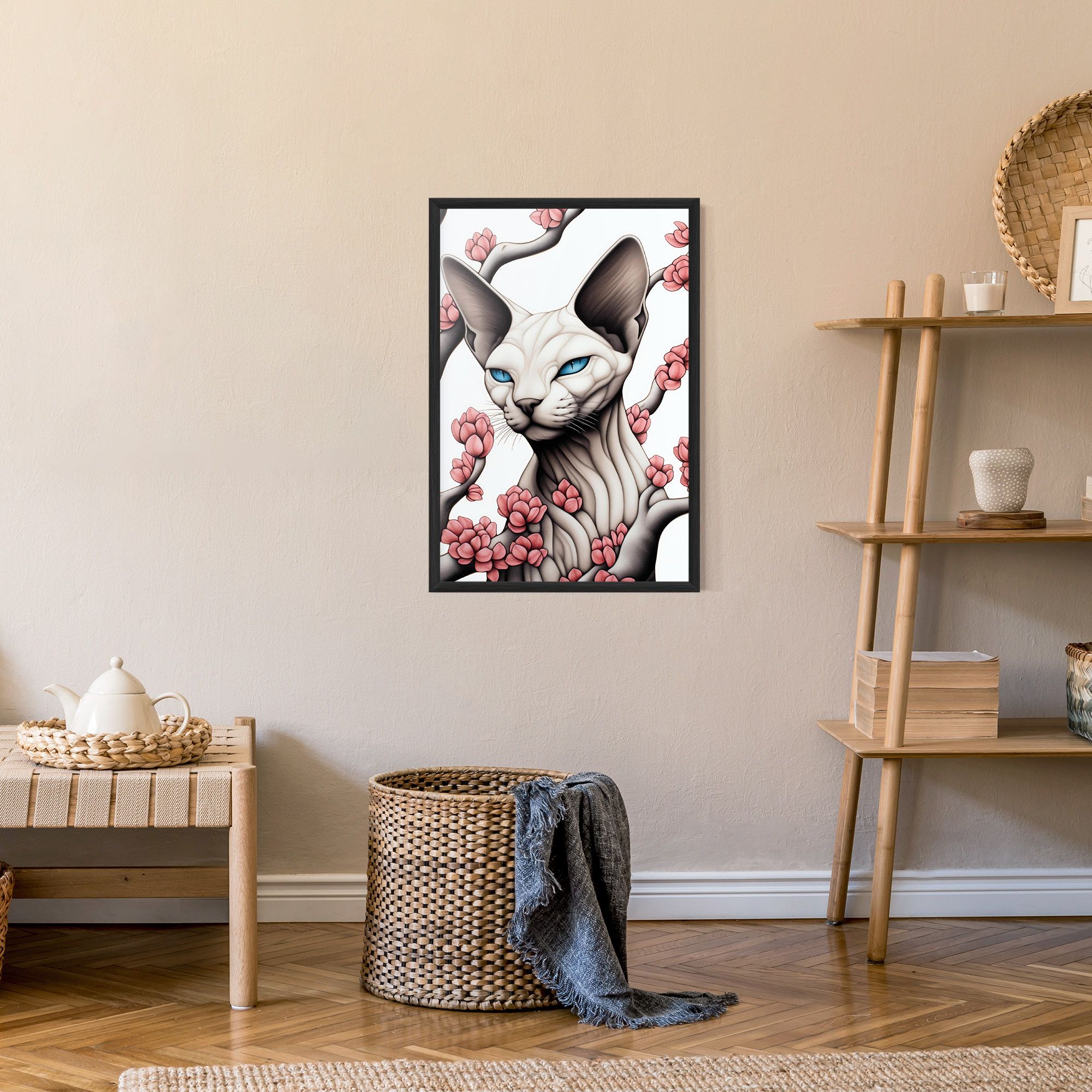 Blue Eyes Cat Drawing mockup 9