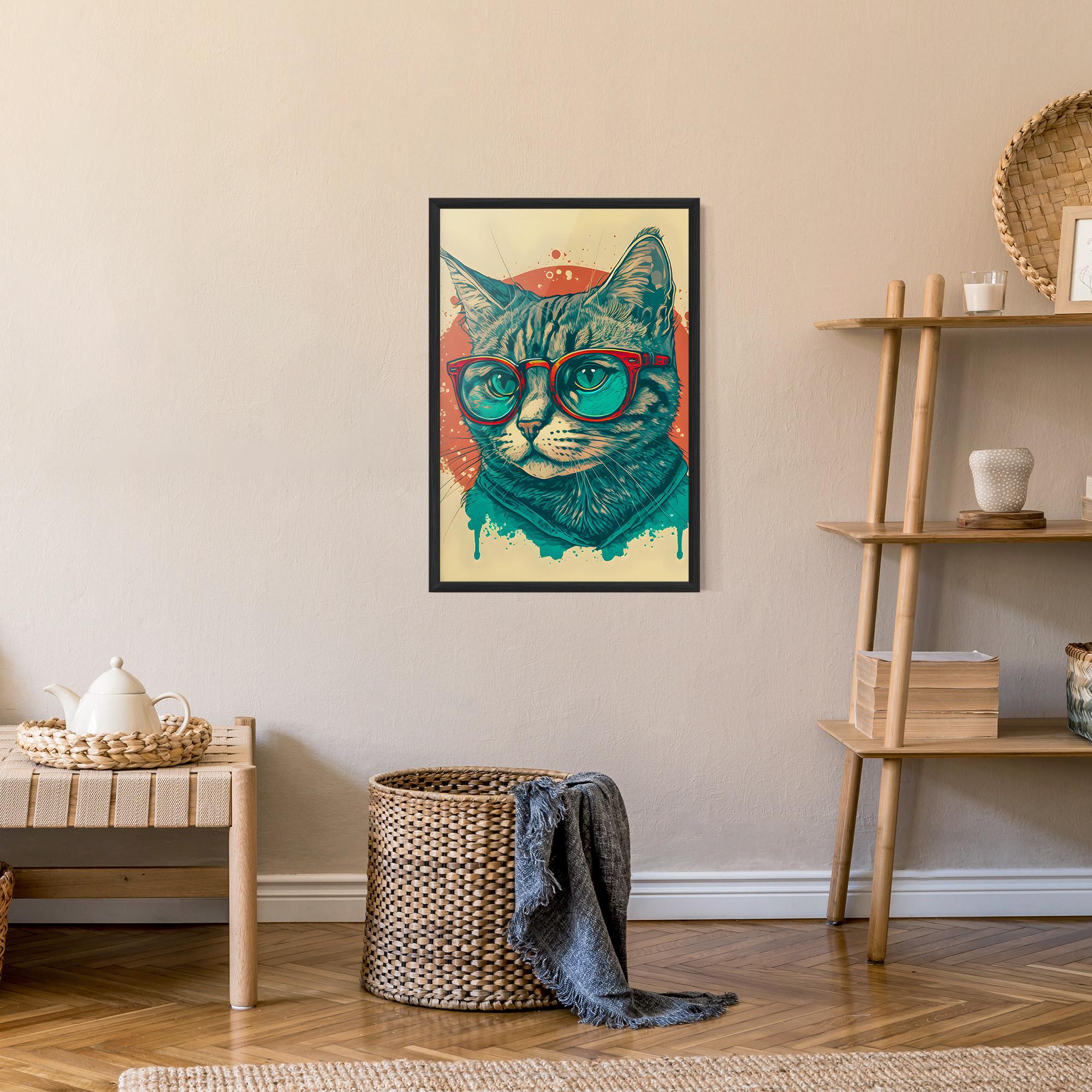 Gerahmte Poster Red Glasses Cat mockup 9