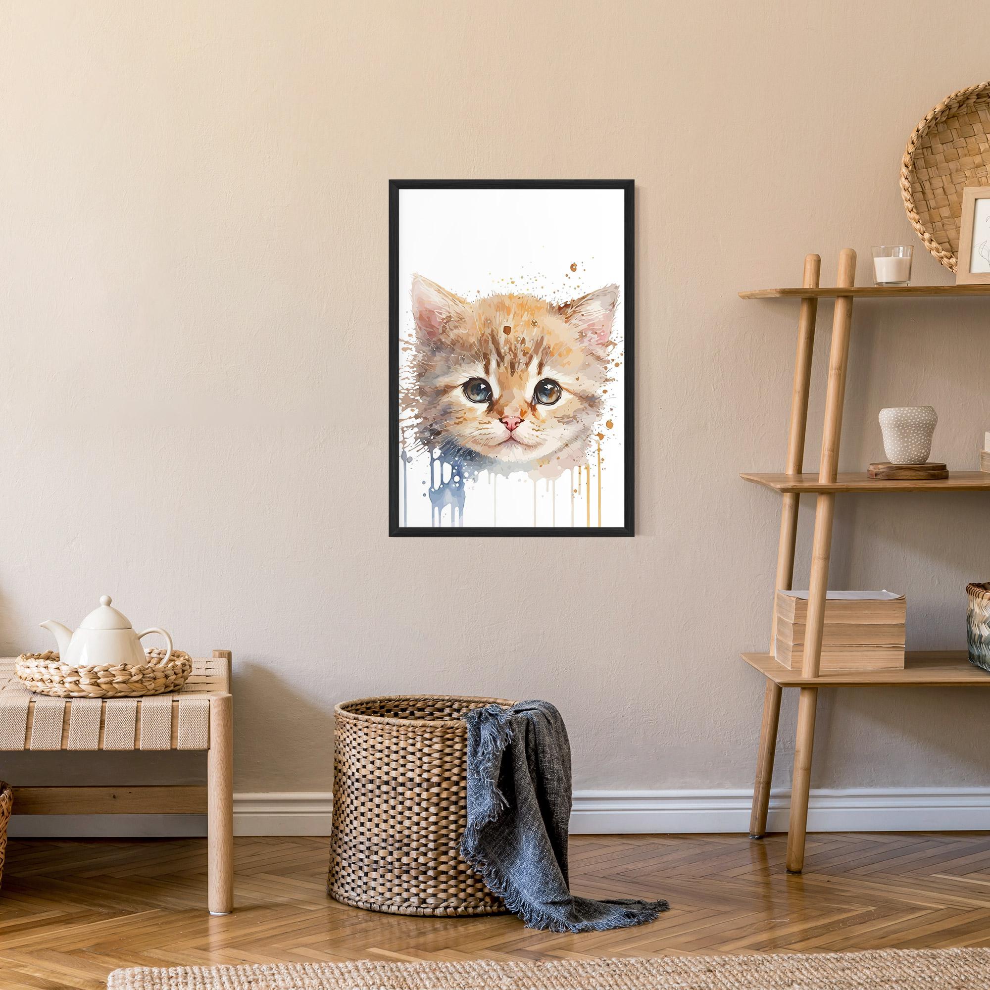 Gerahmte Poster Watercolor Animal Cat mockup 9