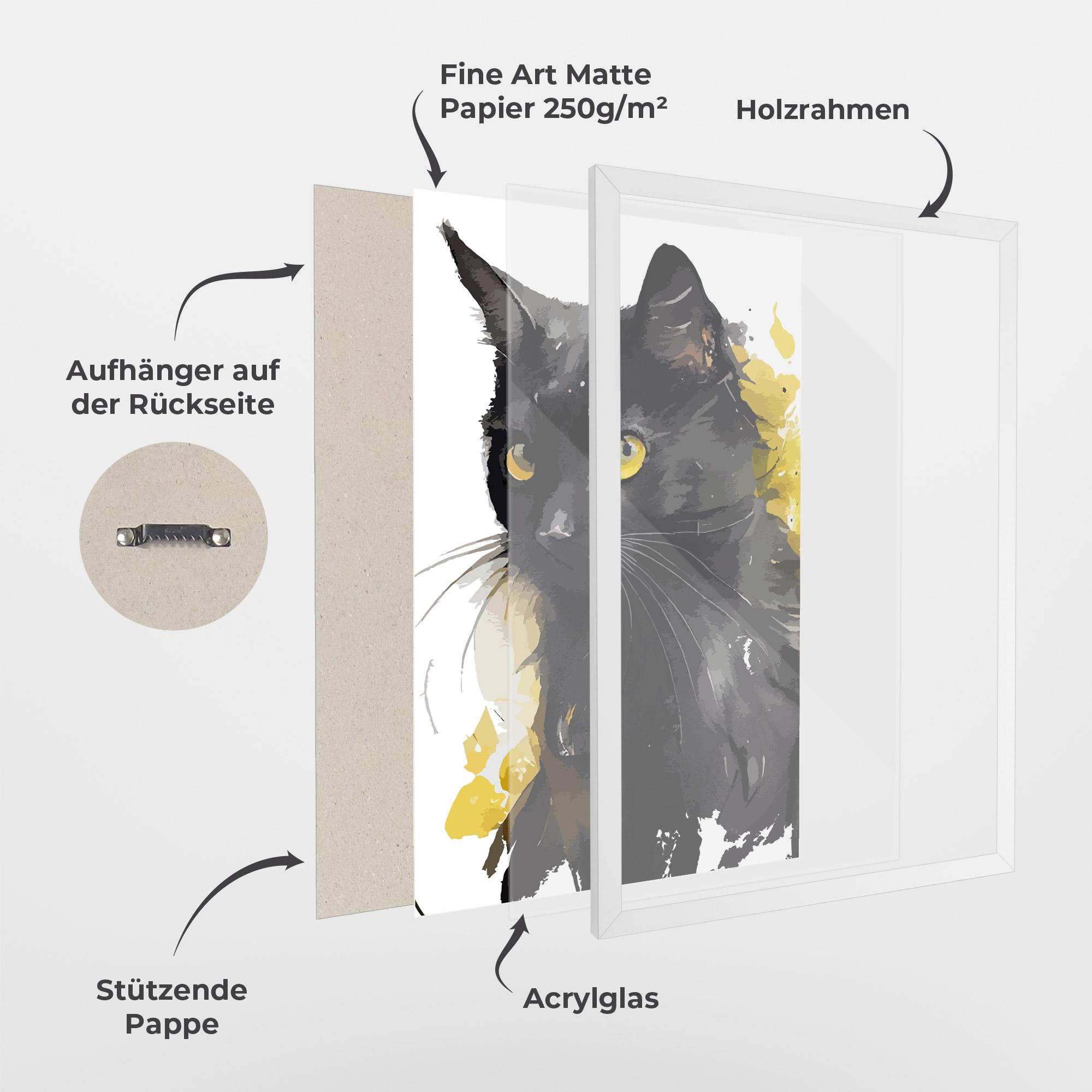 Gerahmte Poster Beautiful Black Cat mockup 1