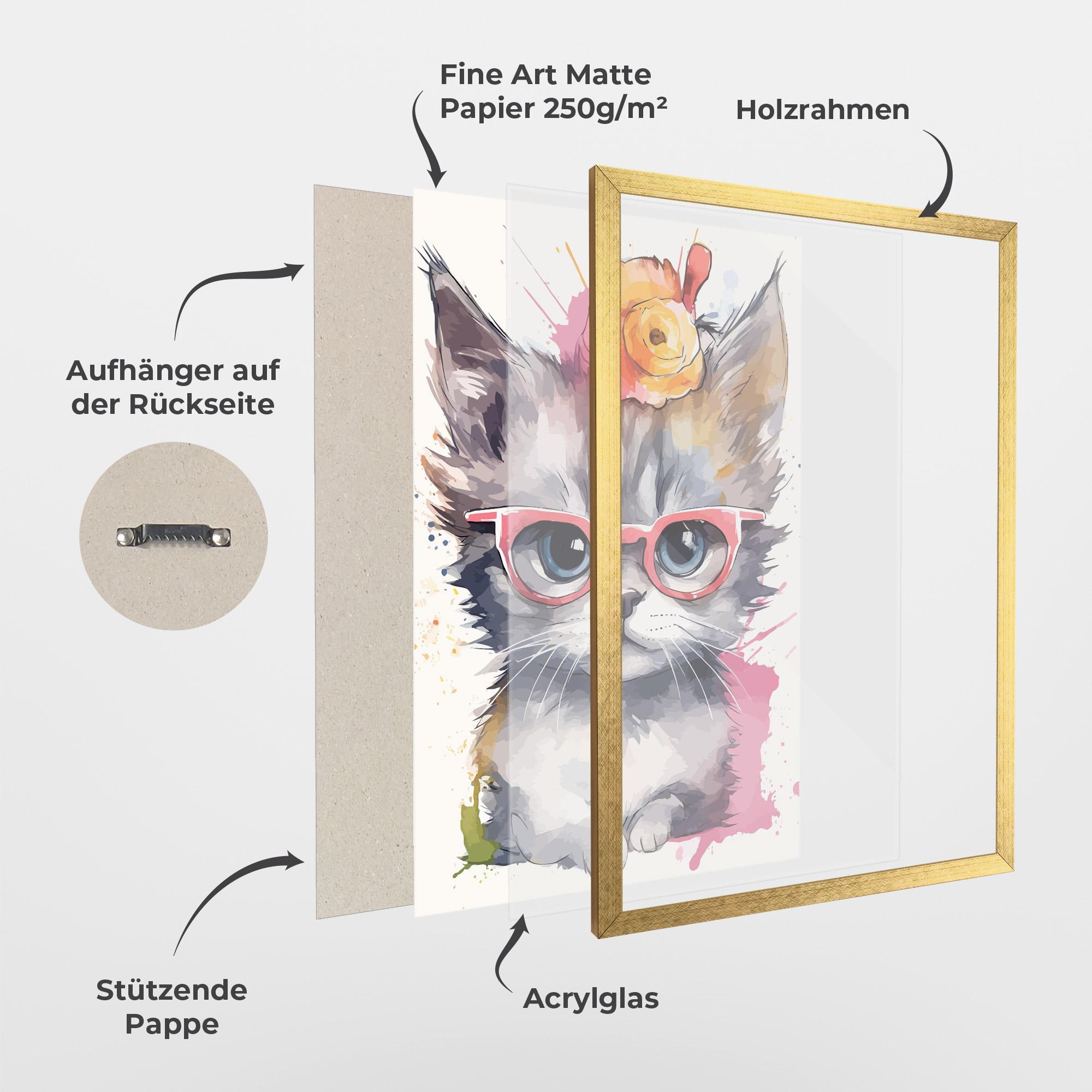 Gerahmte Poster Adorable Grey Cat mockup 1