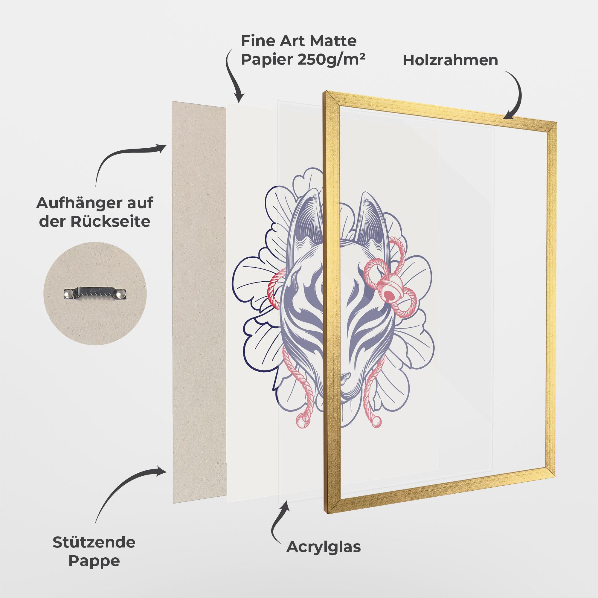 Gerahmte Poster Asiatic Cat mockup 1