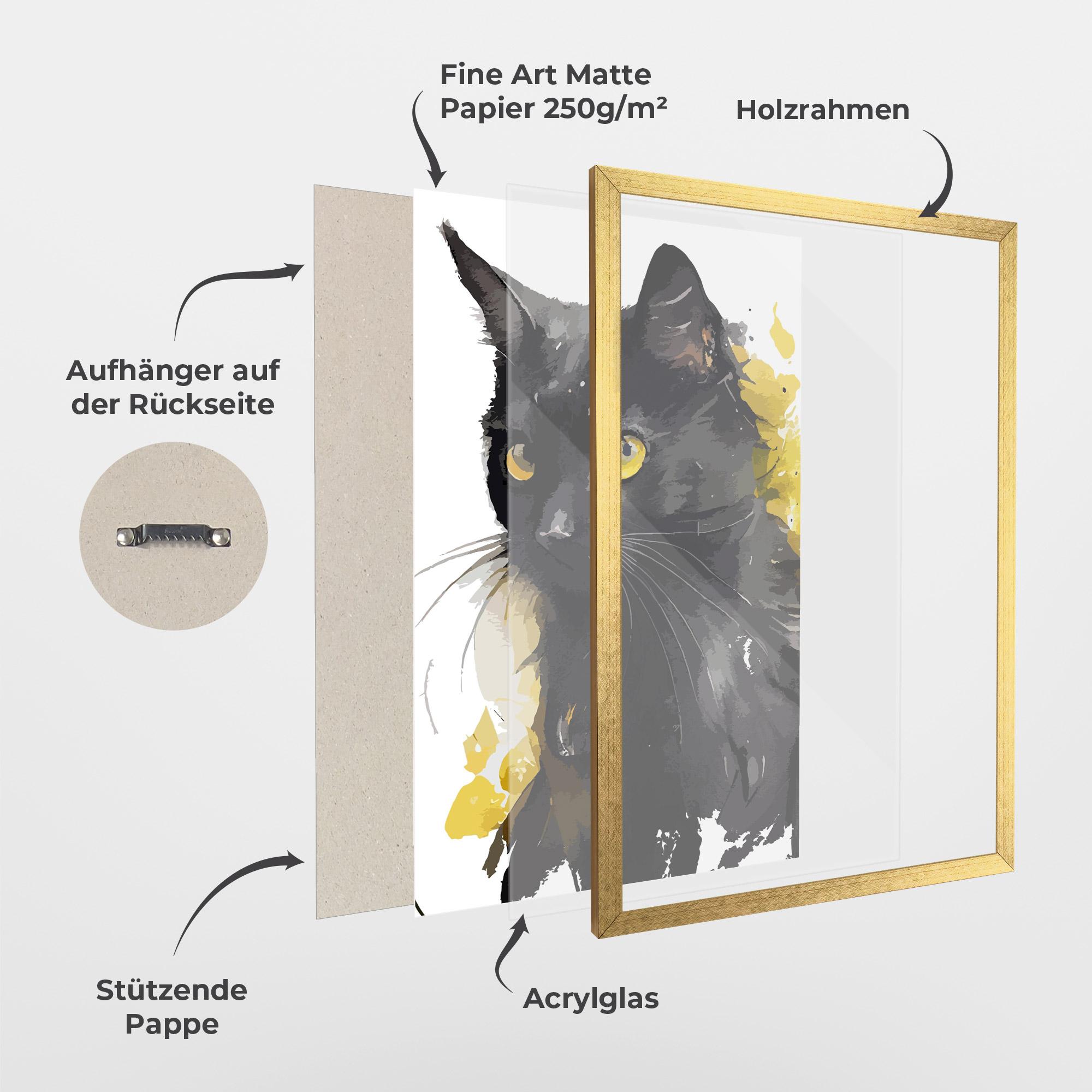 Gerahmte Poster Beautiful Black Cat mockup 1