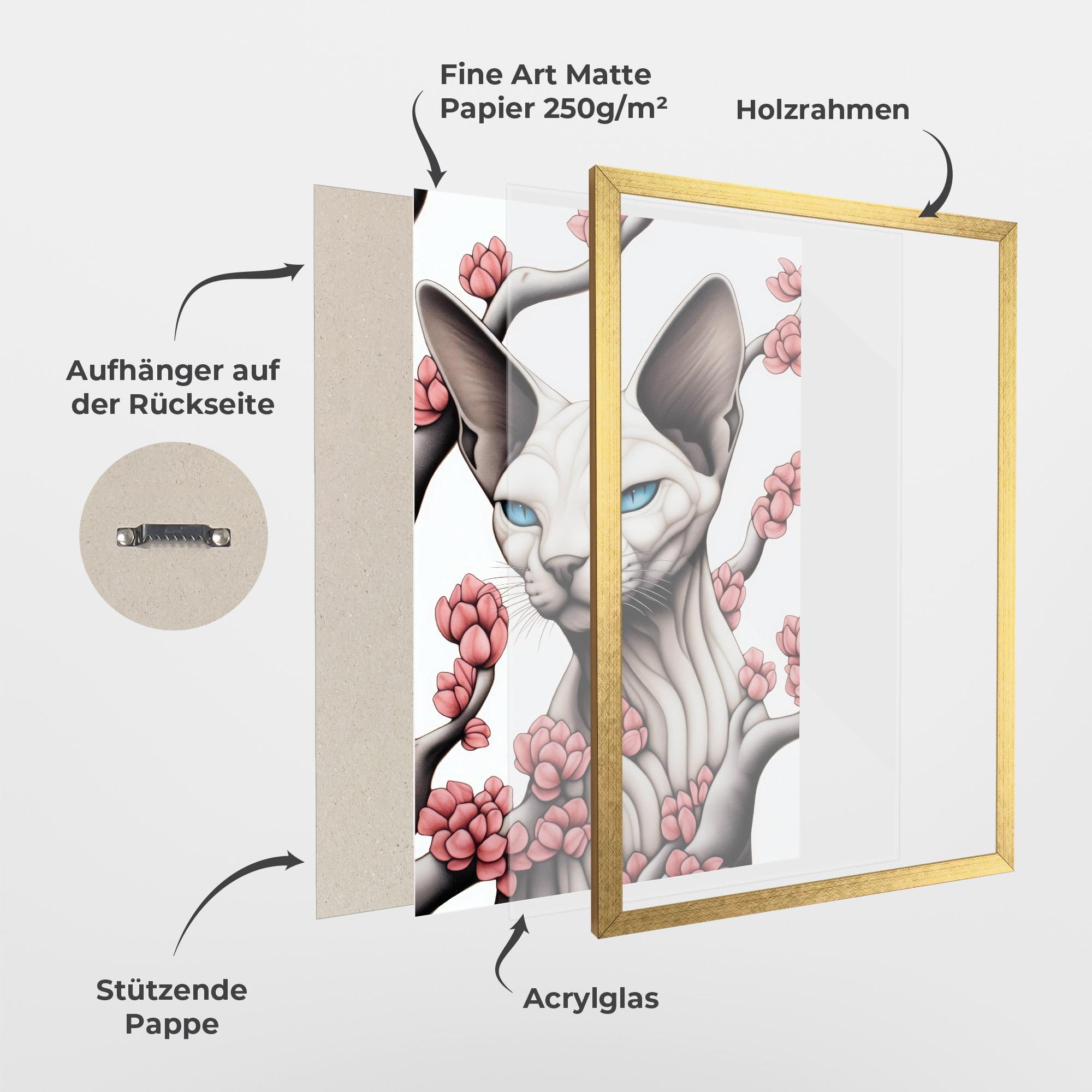 Gerahmte Poster Blue Eyes Cat Drawing mockup 1