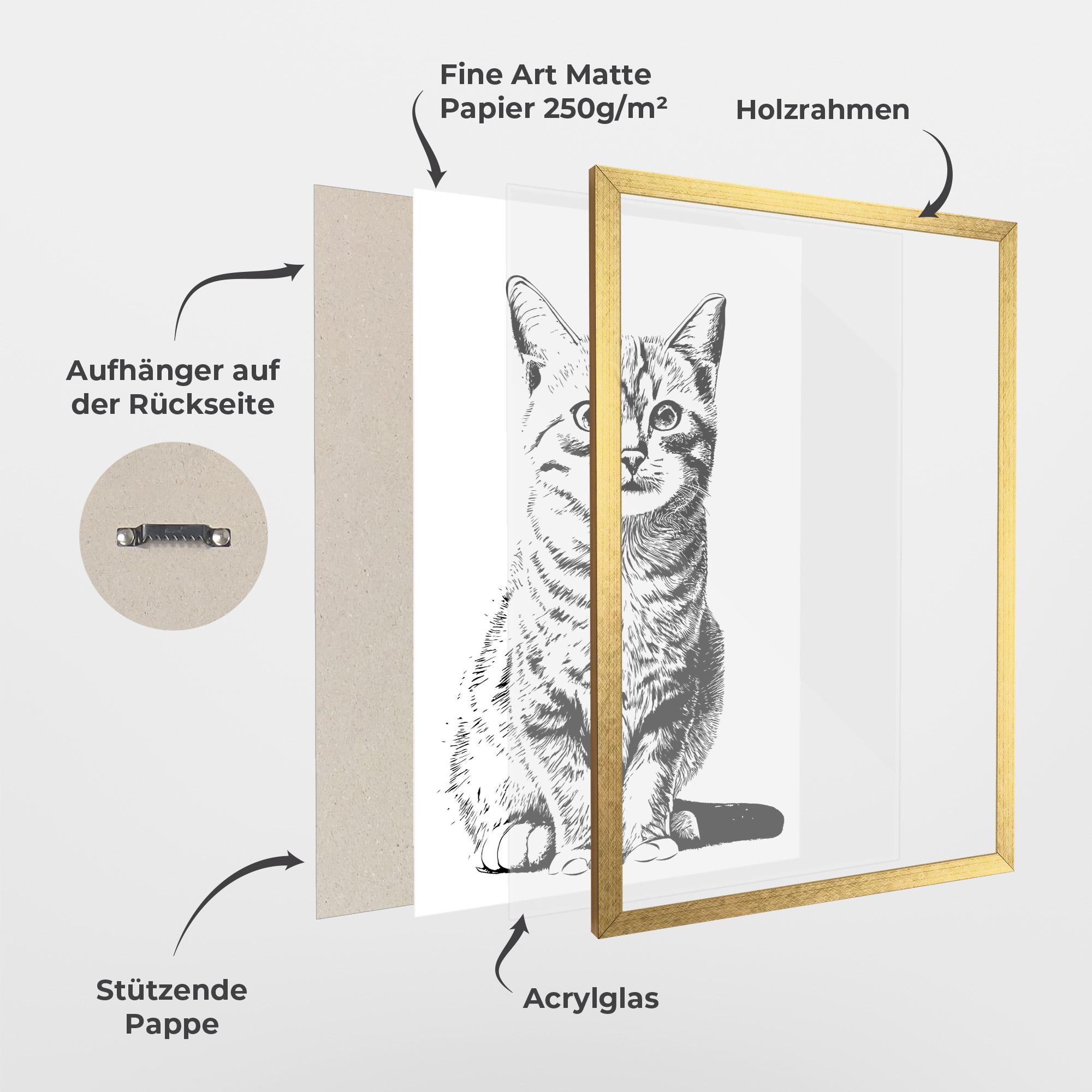 Gerahmte Poster Hand Drawn Cat mockup 1