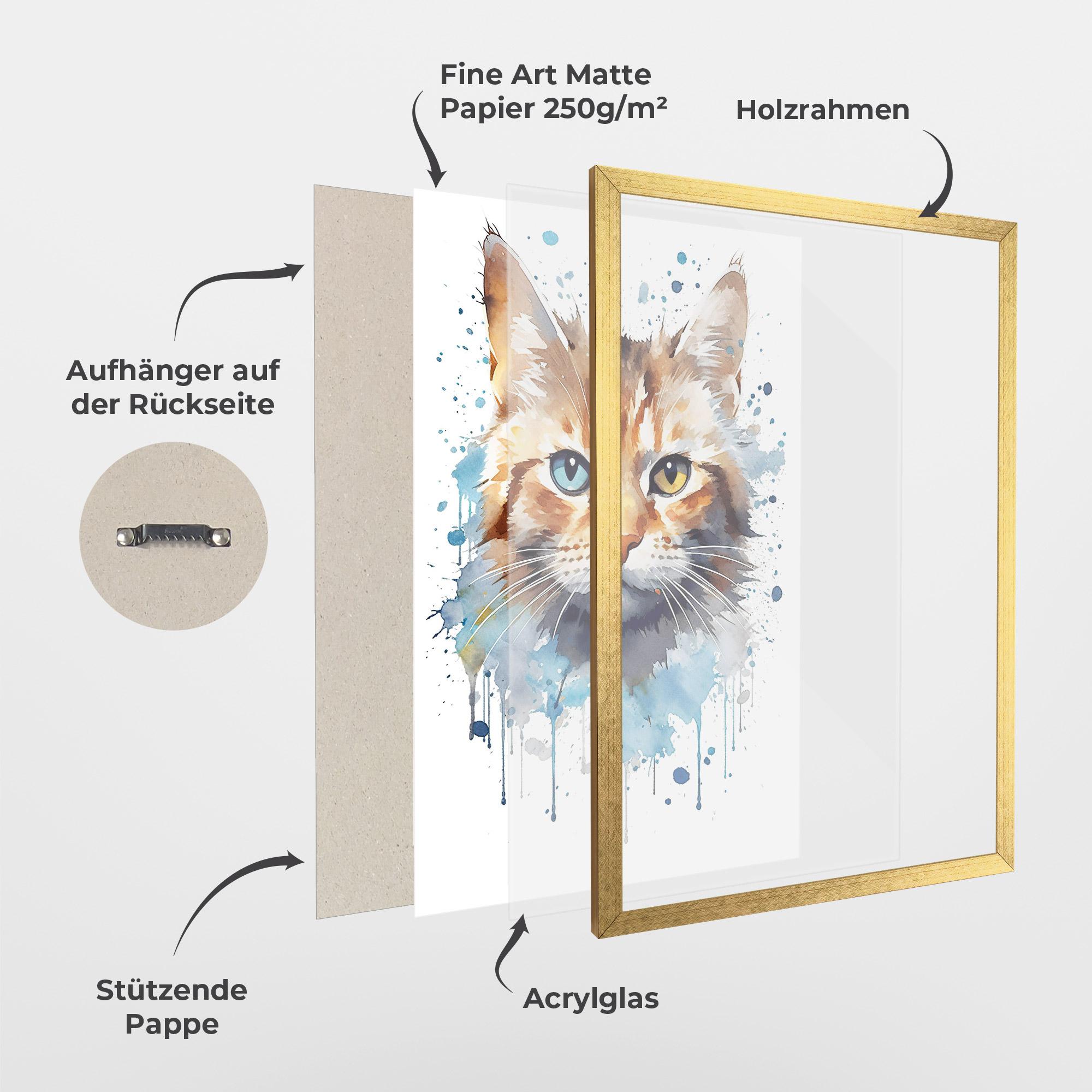 Gerahmte Poster Orange Blue Eyes Cat mockup 1