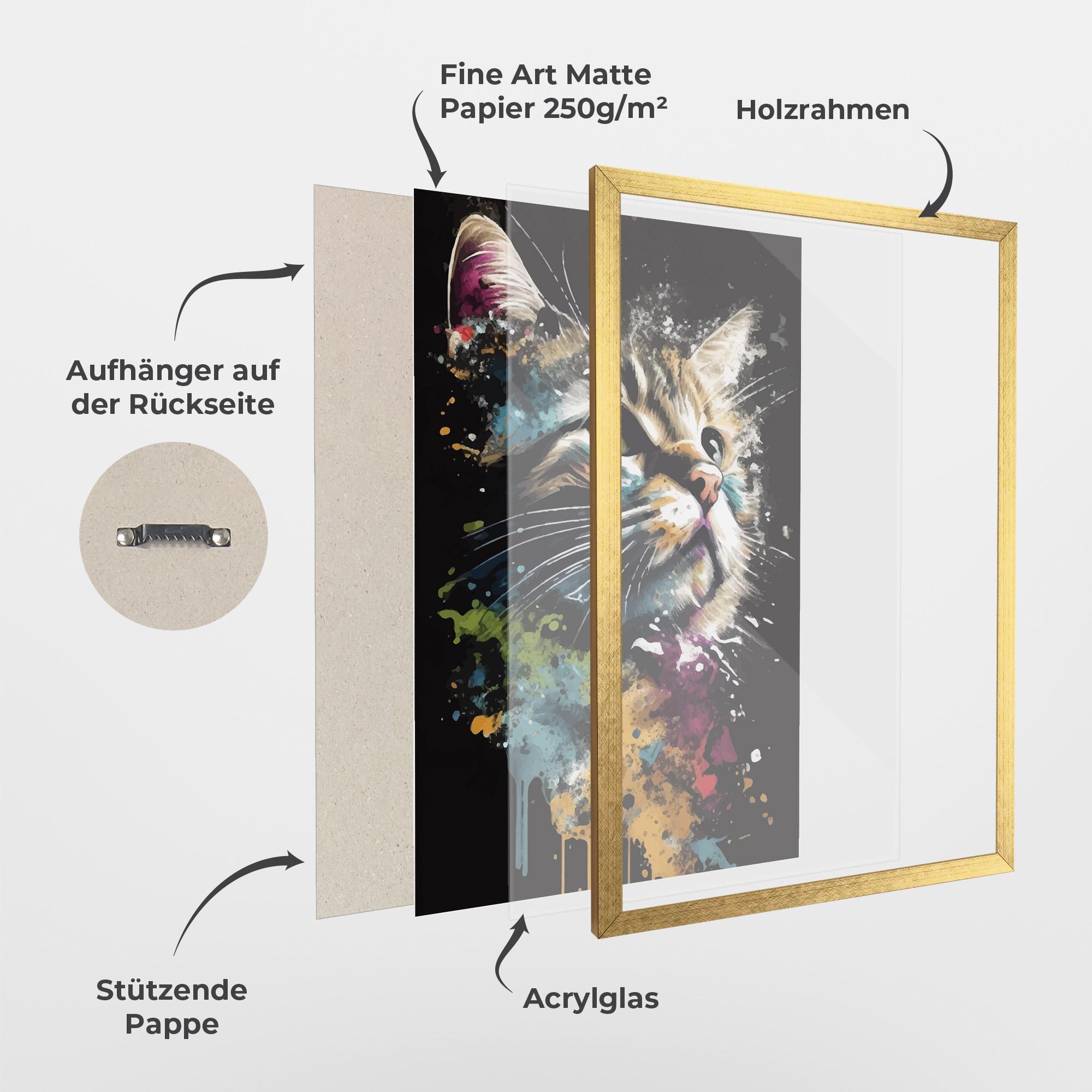 Gerahmte Poster Painted Cat mockup 1