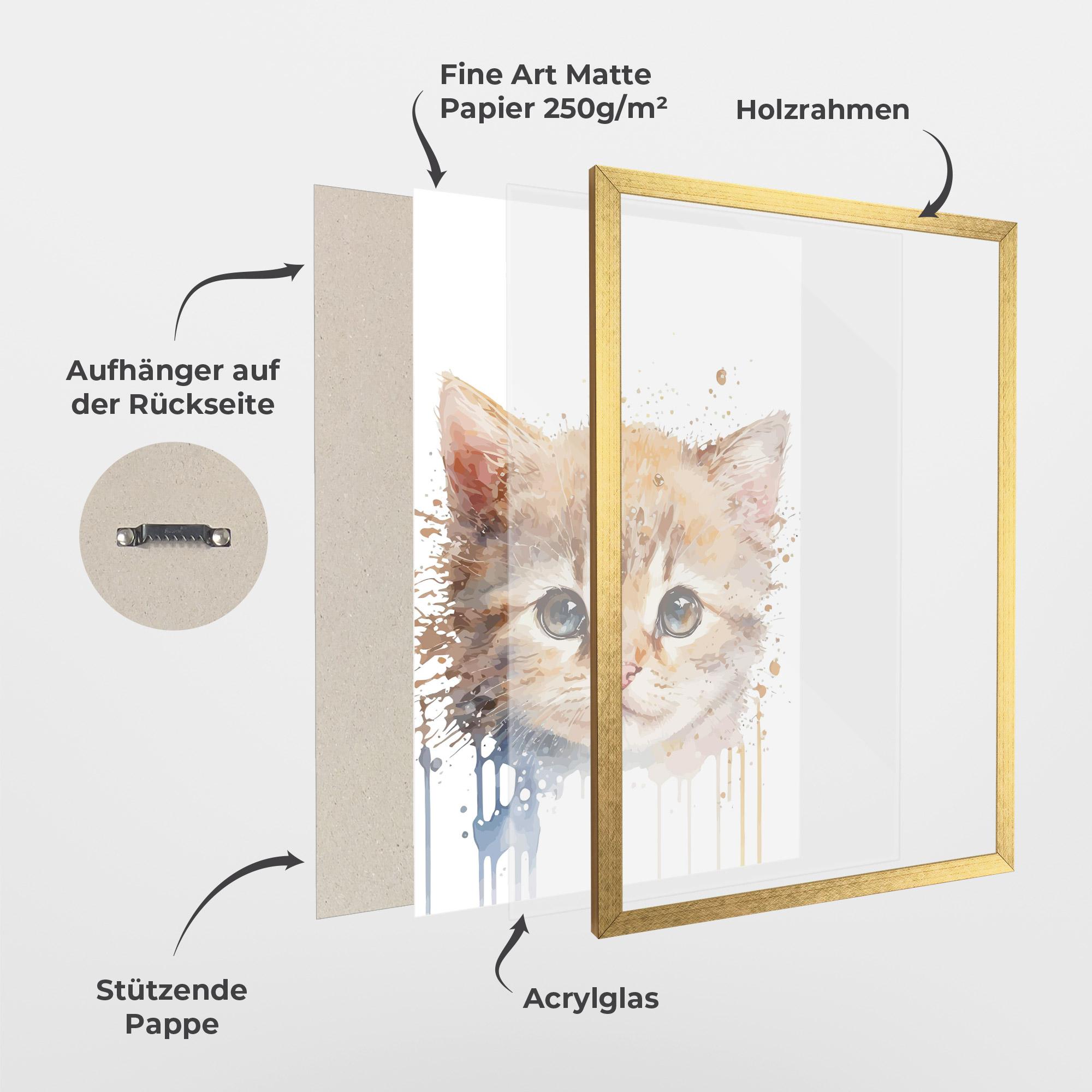 Gerahmte Poster Watercolor Animal Cat mockup 1