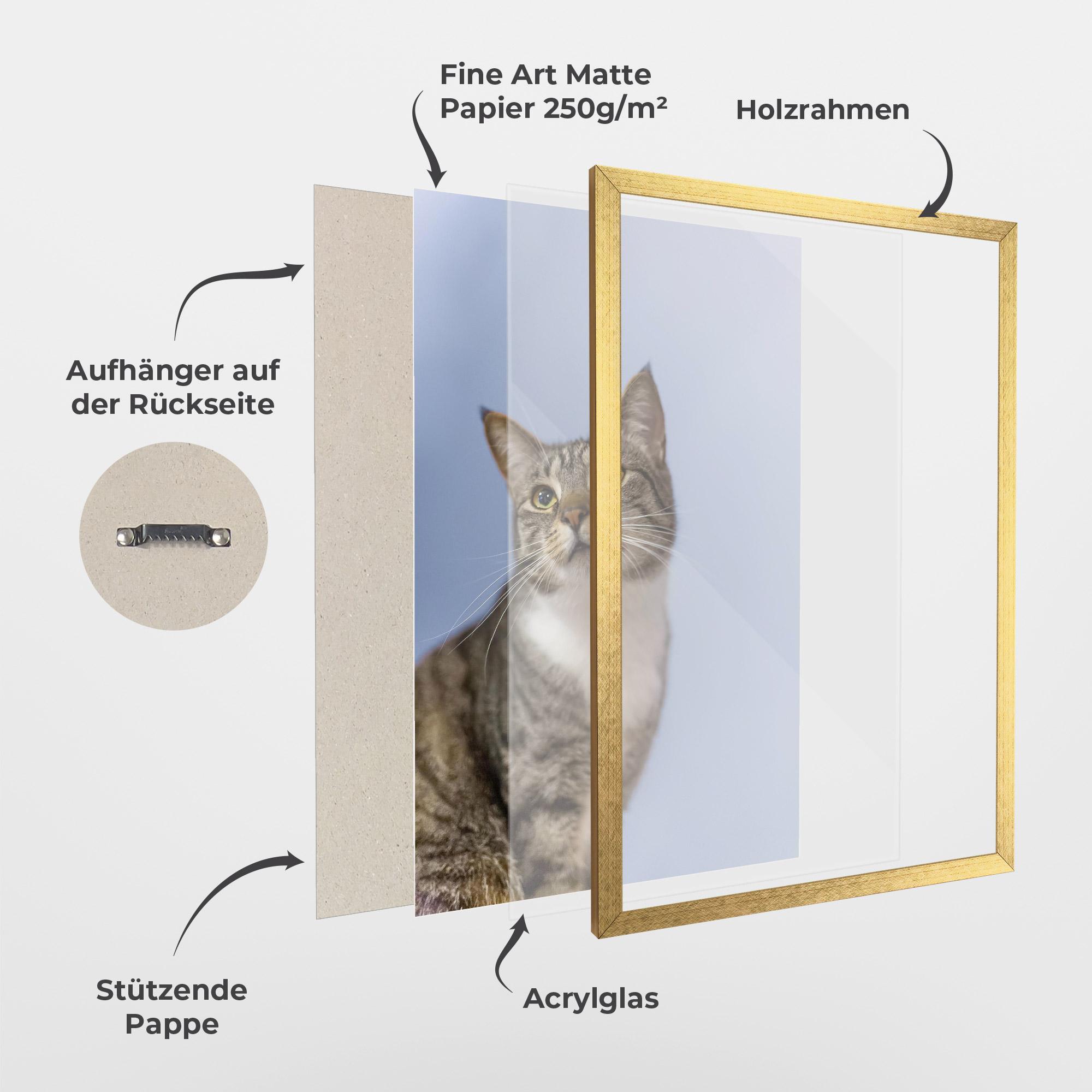 Gerahmte Poster Yellow Eyes Cat mockup 1