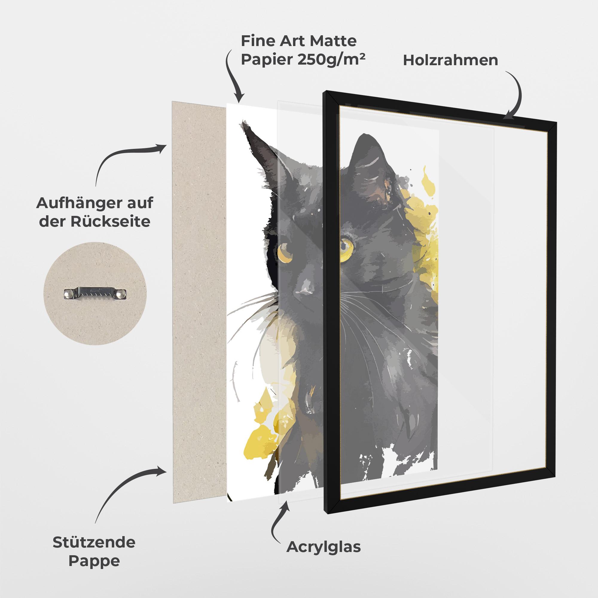 Gerahmte Poster Beautiful Black Cat mockup 1