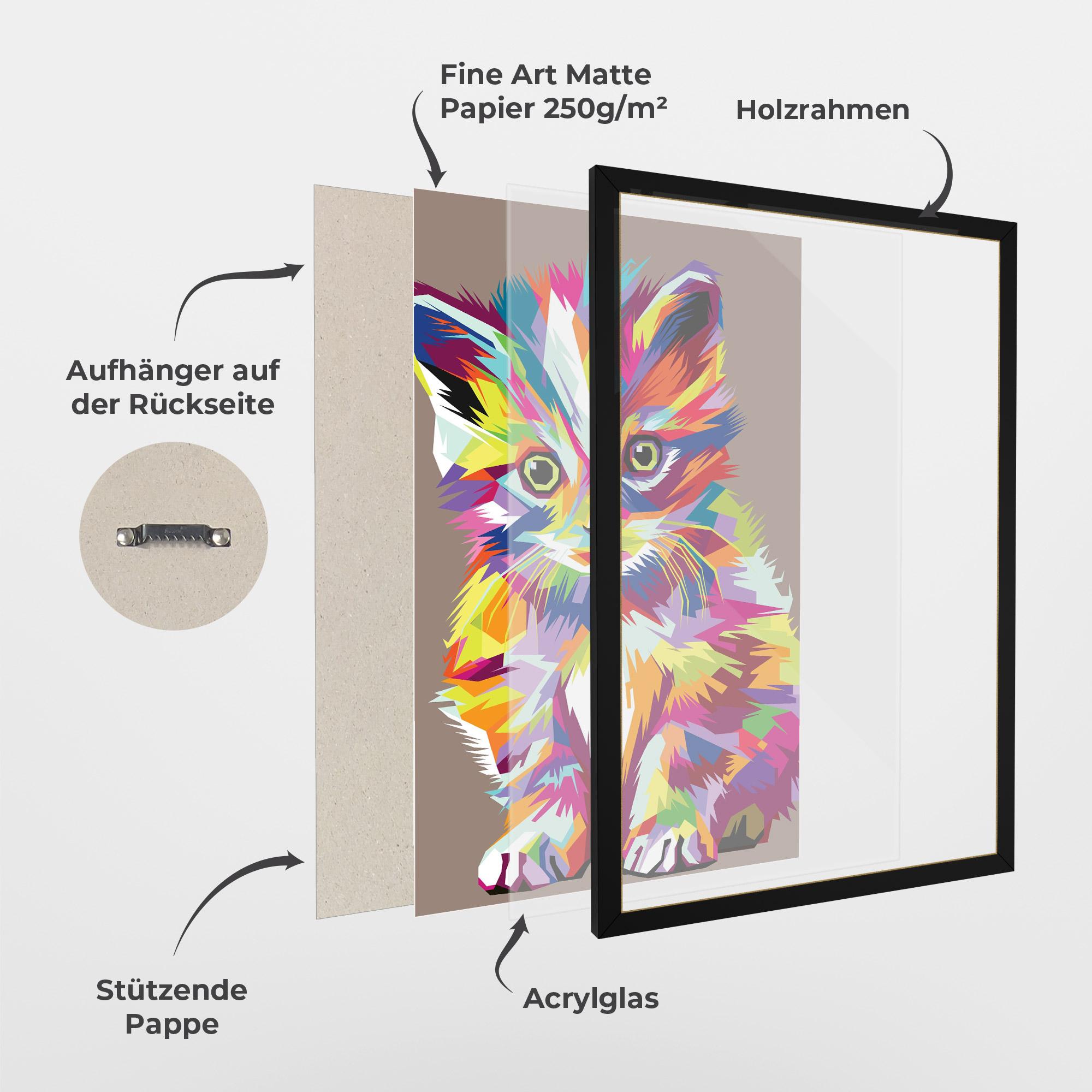 Gerahmte Poster Colorful Cat mockup 1