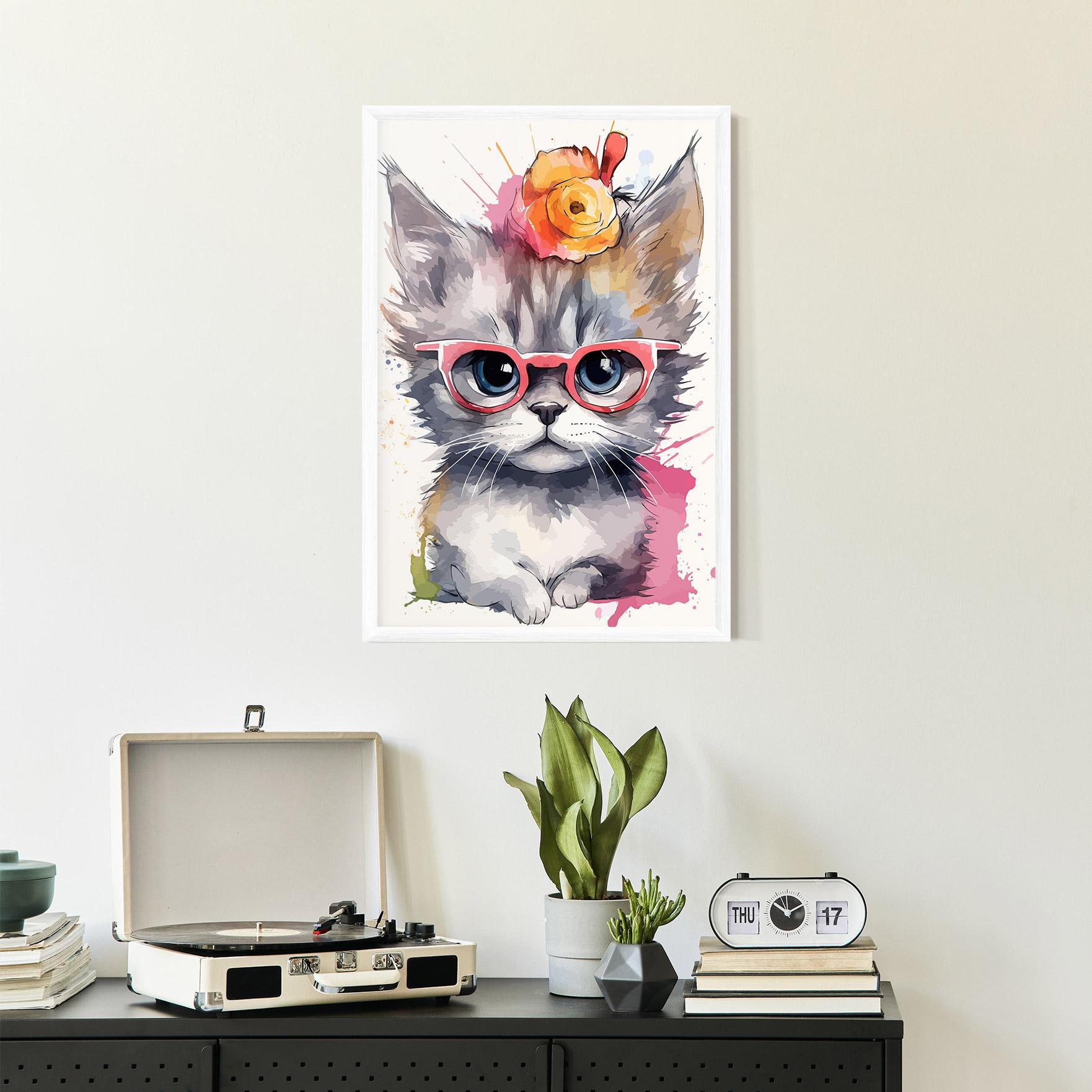 Gerahmte Poster Adorable Grey Cat mockup 2