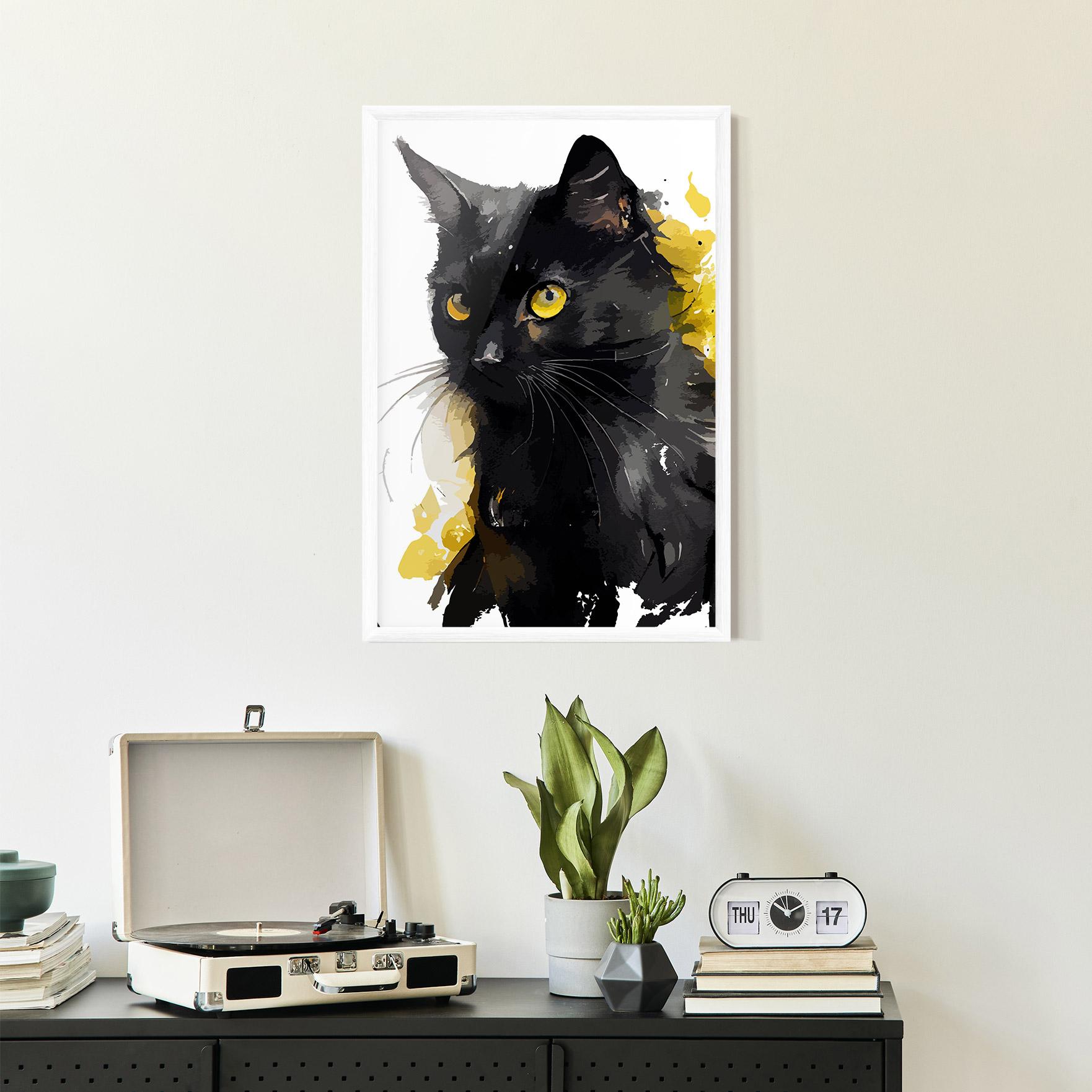 Gerahmte Poster Beautiful Black Cat mockup 2
