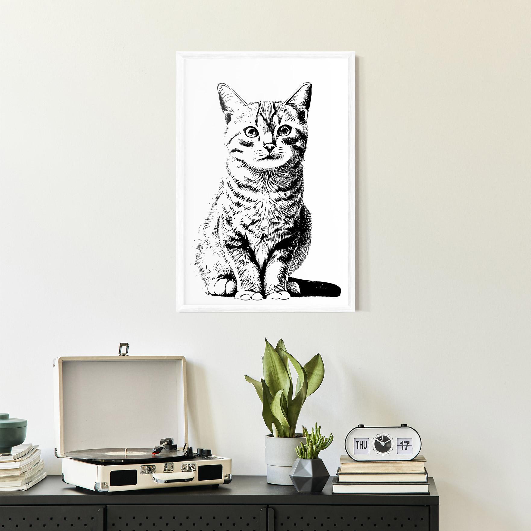 Gerahmte Poster Hand Drawn Cat mockup 2