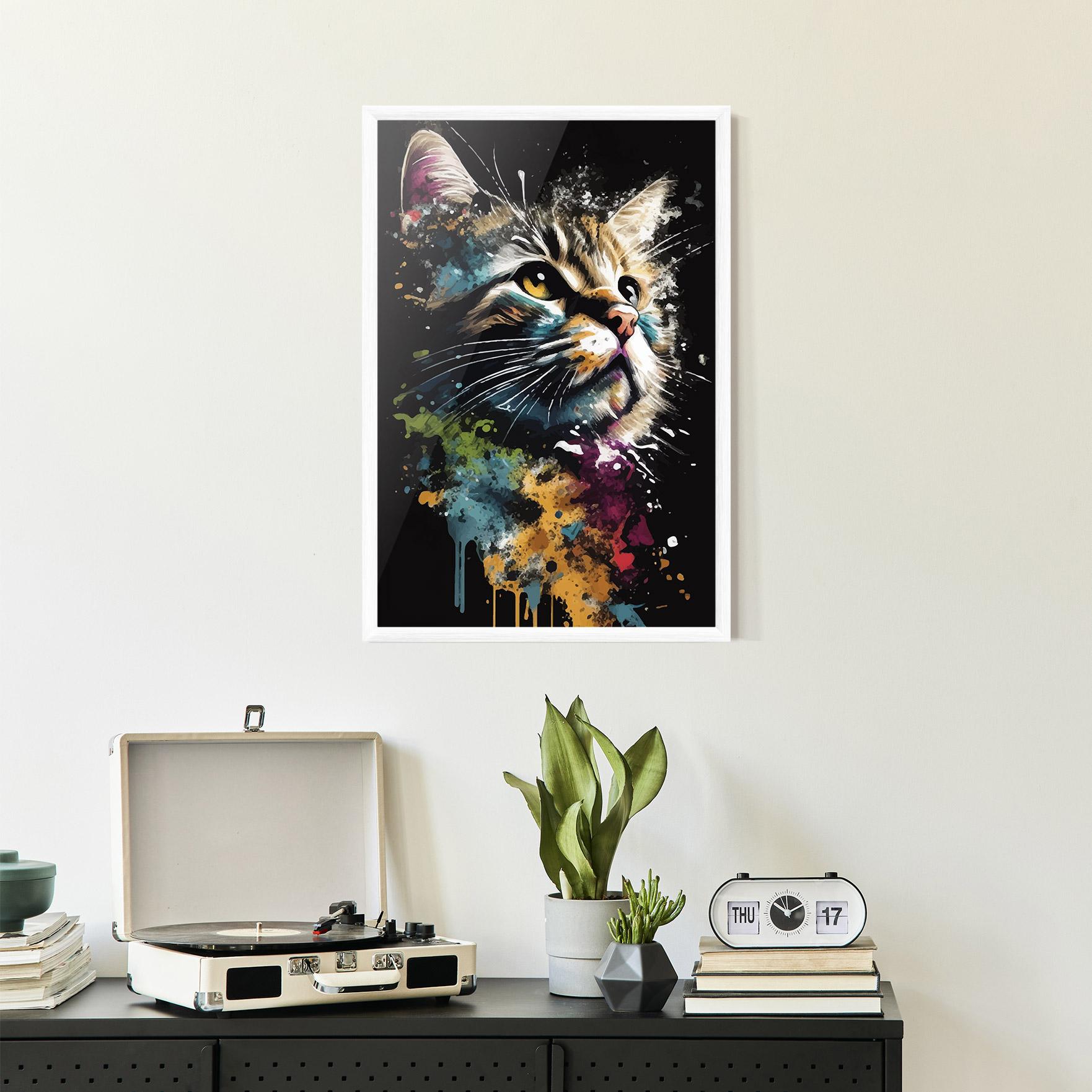 Gerahmte Poster Painted Cat mockup 2