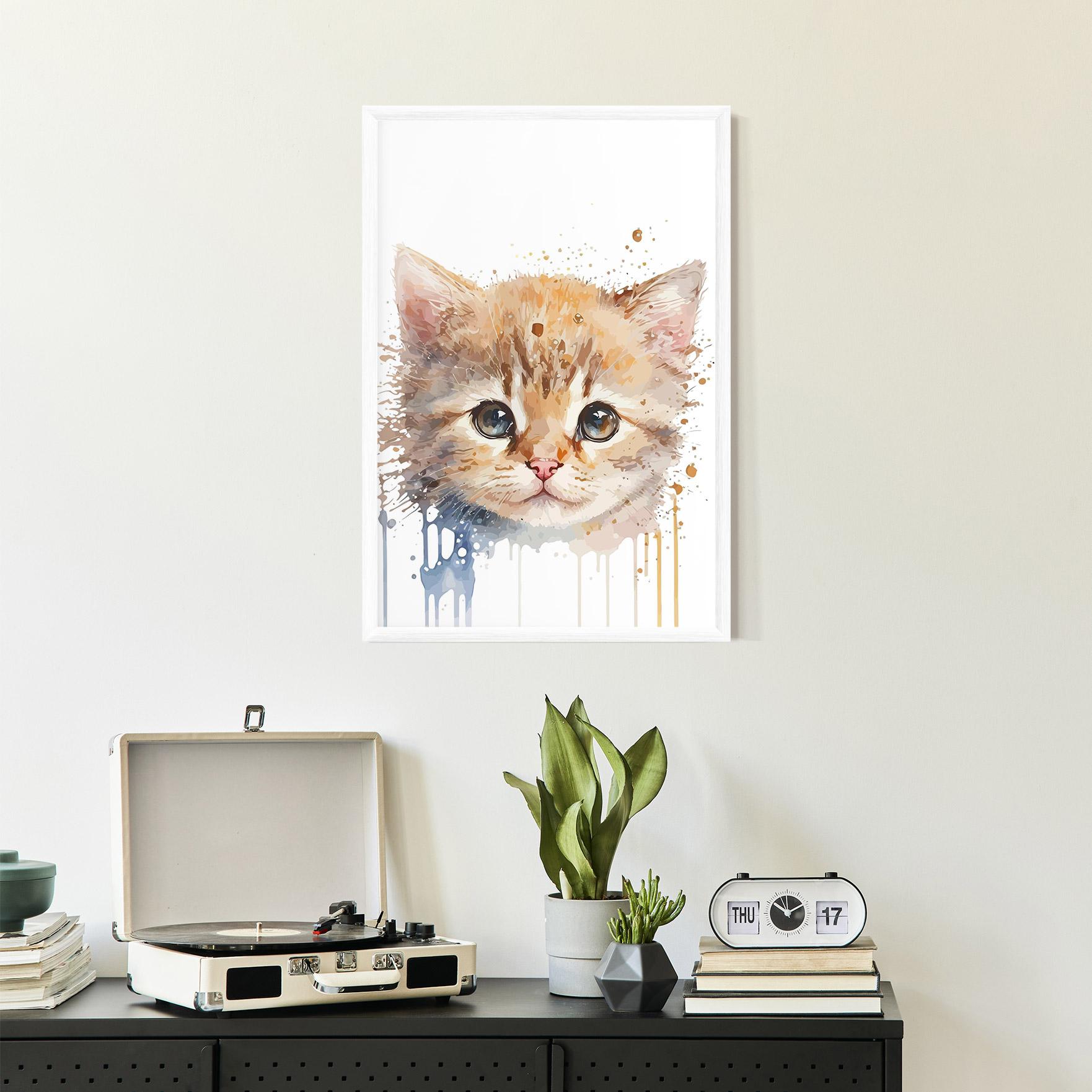 Gerahmte Poster Watercolor Animal Cat mockup 2