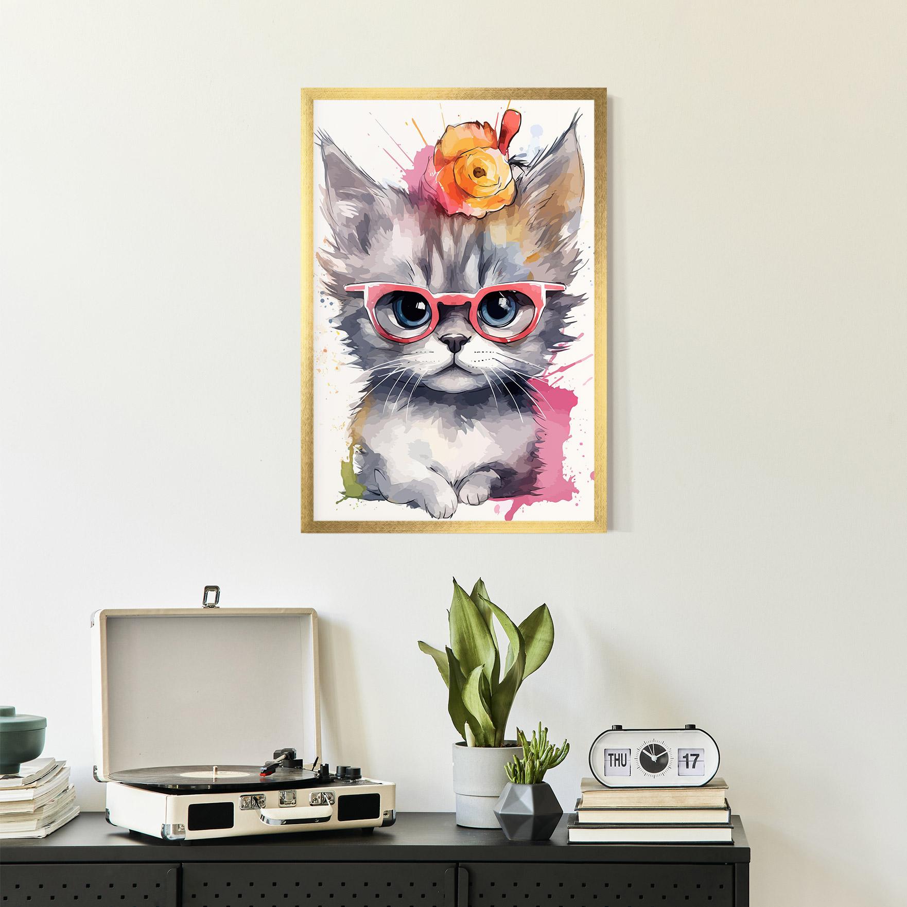 Gerahmte Poster Adorable Grey Cat mockup 2