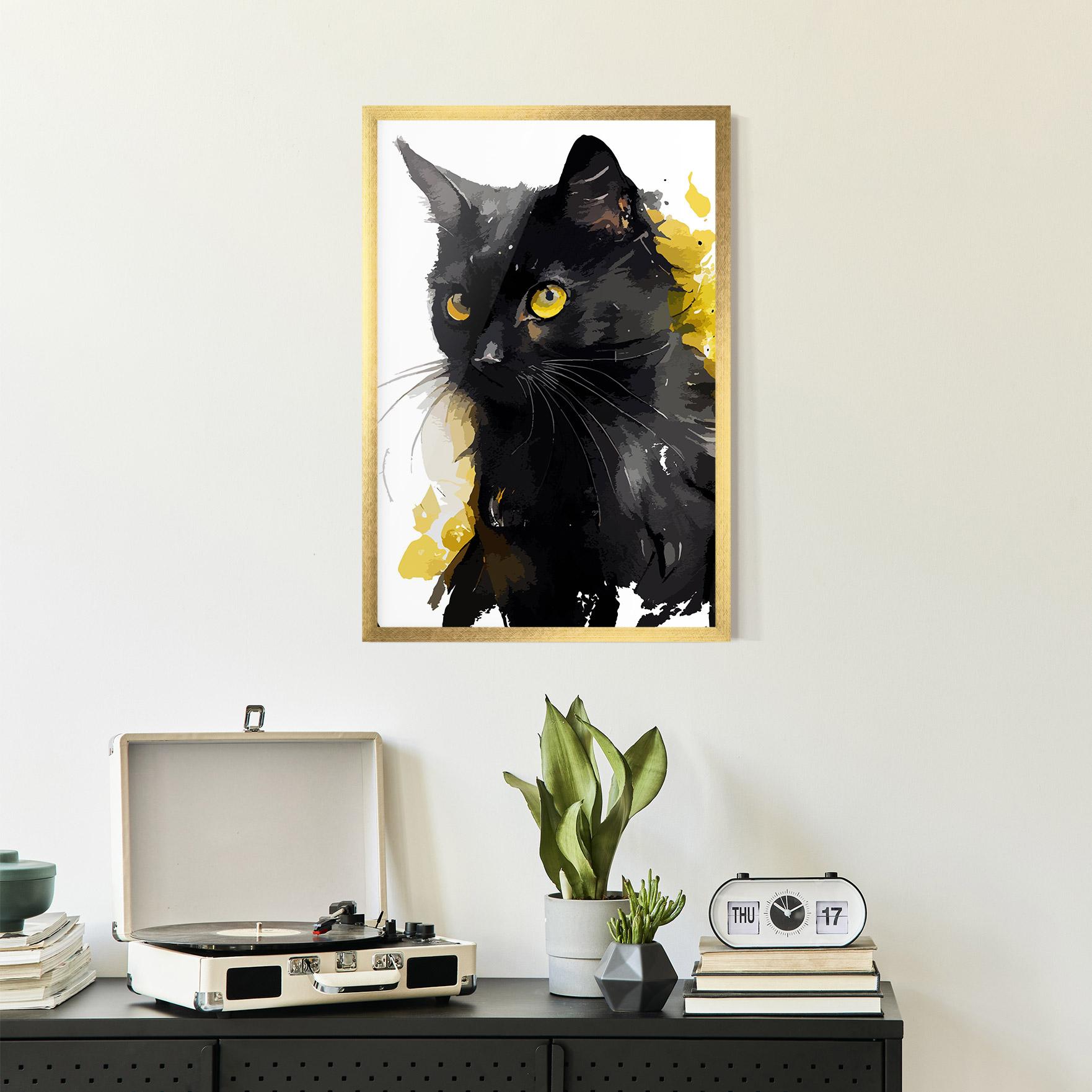 Gerahmte Poster Beautiful Black Cat mockup 2