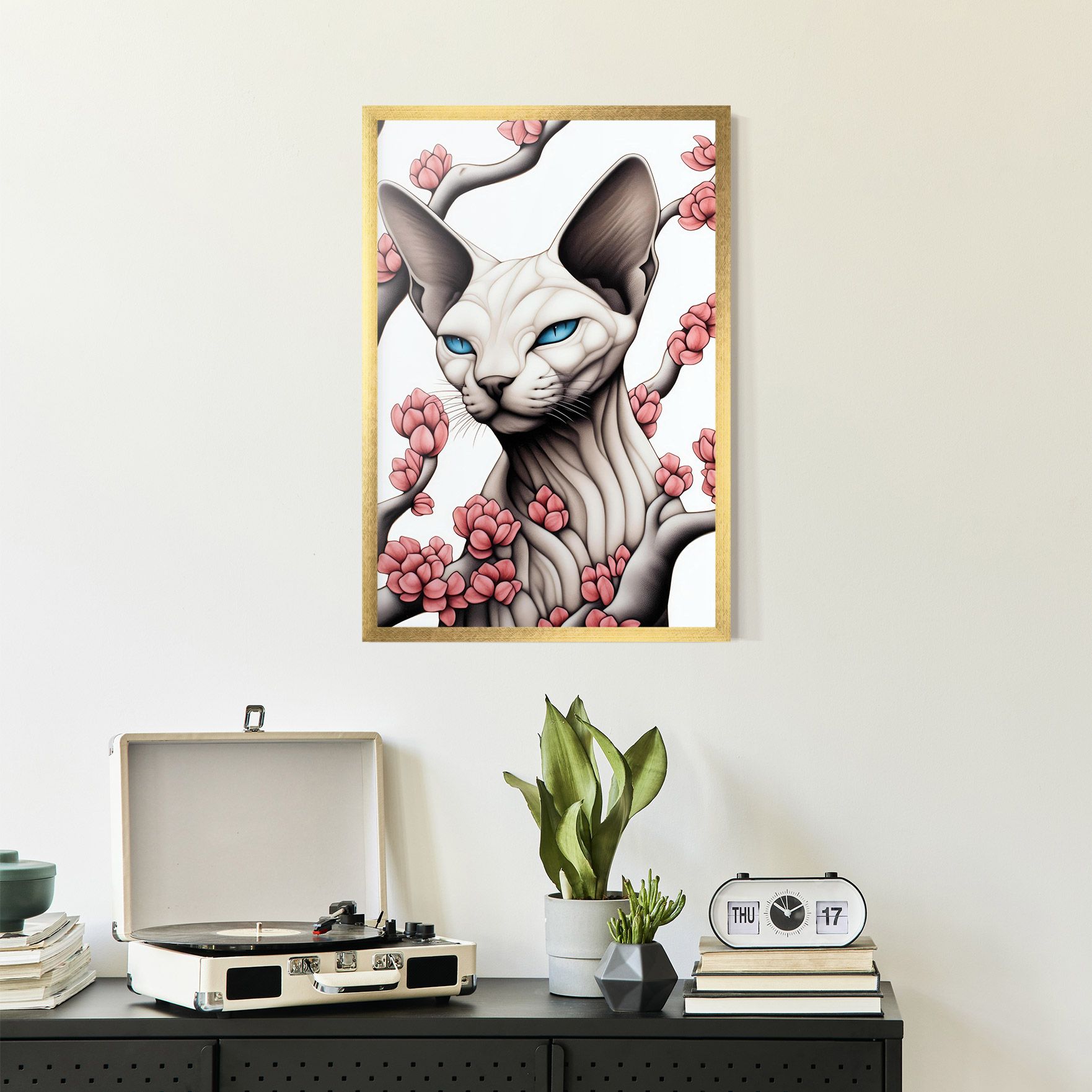 Blue Eyes Cat Drawing mockup 2