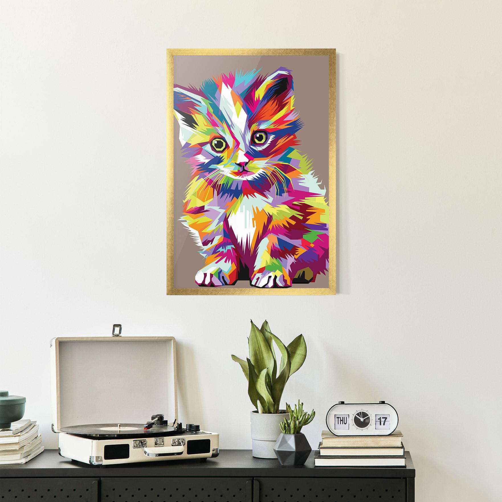 Gerahmte Poster Colorful Cat mockup 2