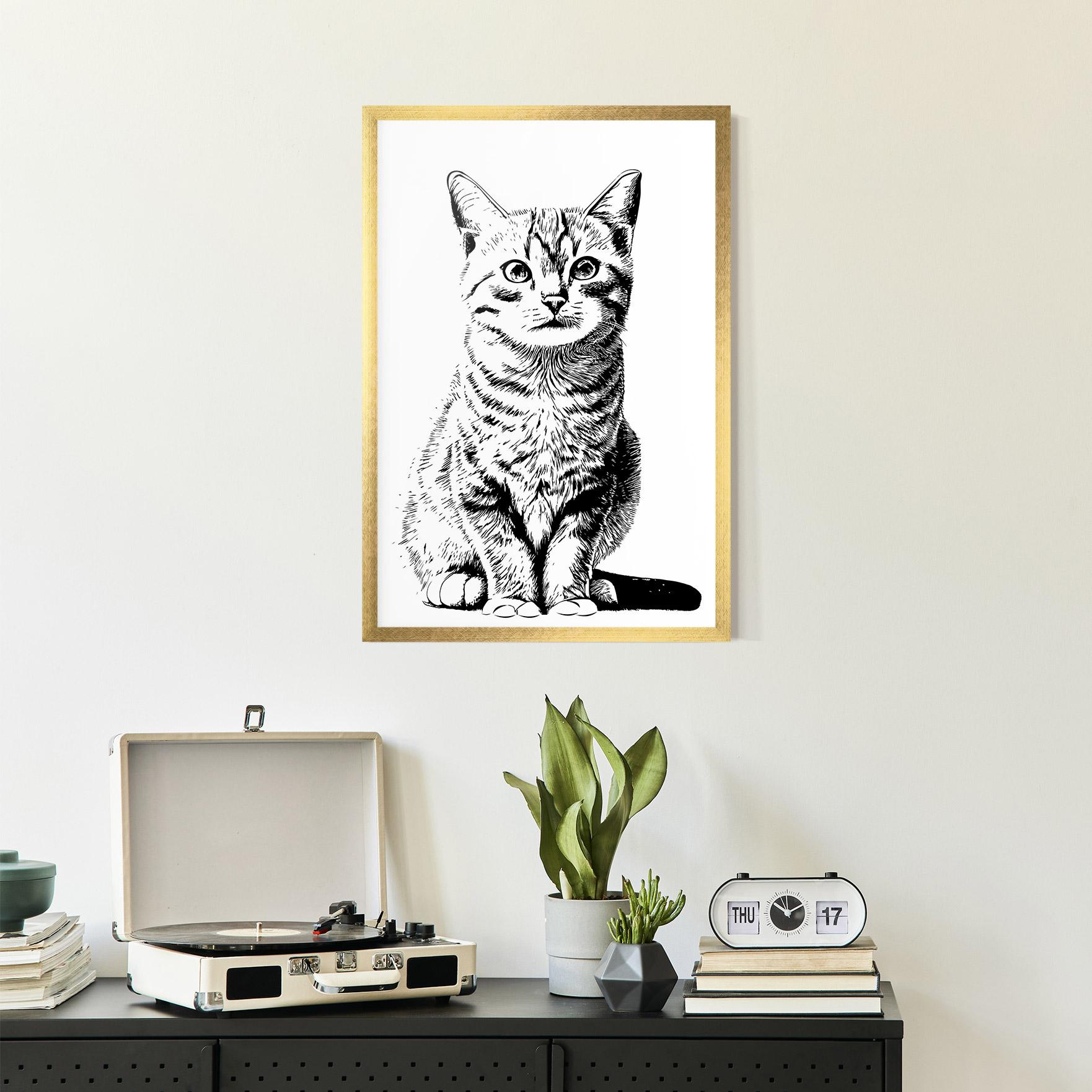 Gerahmte Poster Hand Drawn Cat mockup 2