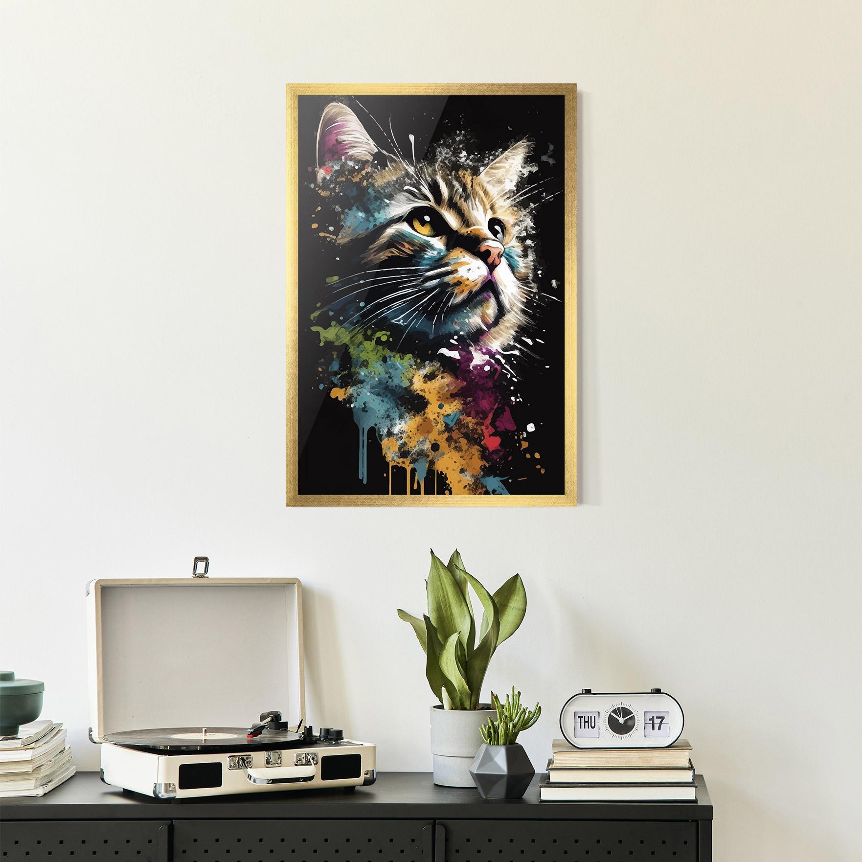 Gerahmte Poster Painted Cat mockup 2