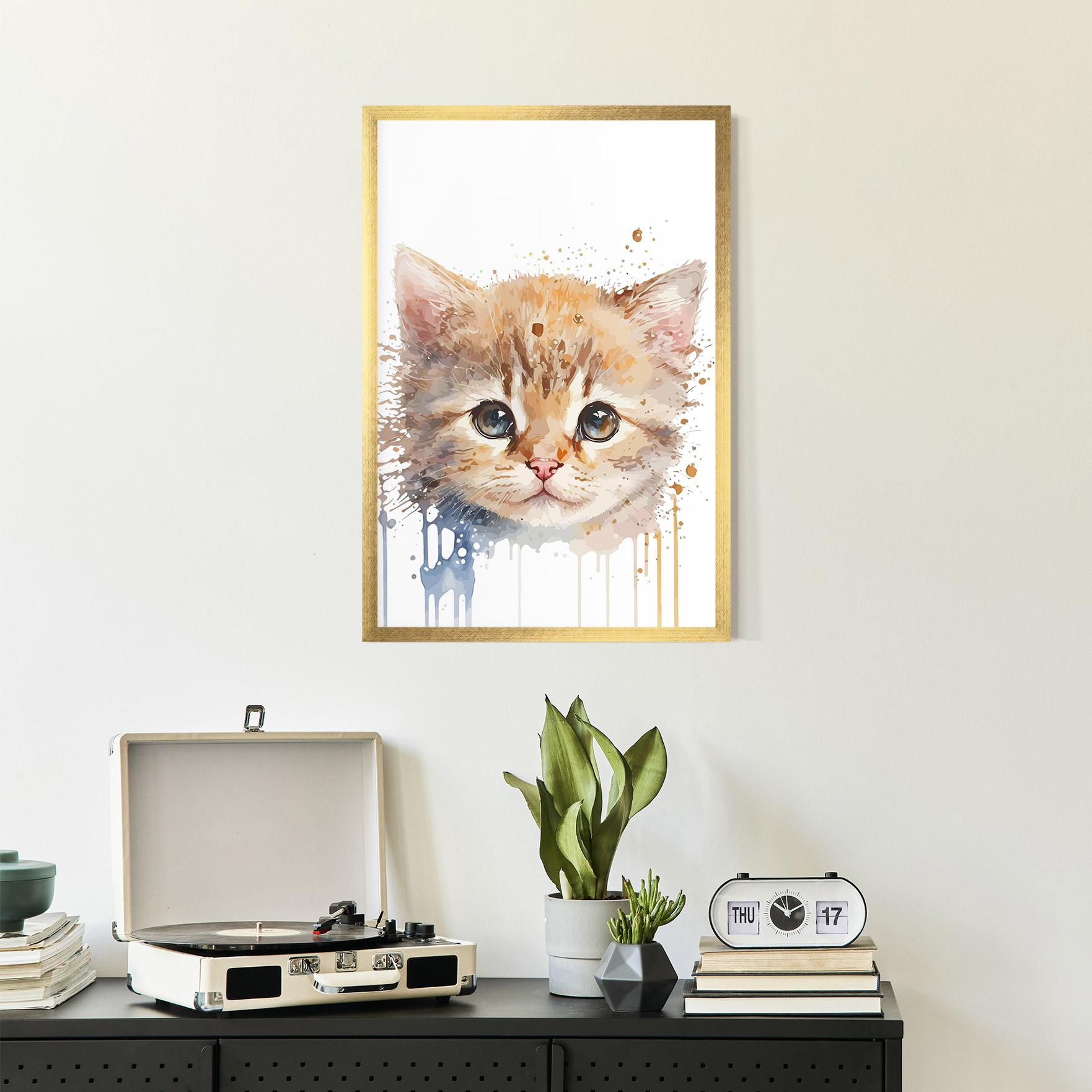 Gerahmte Poster Watercolor Animal Cat mockup 2