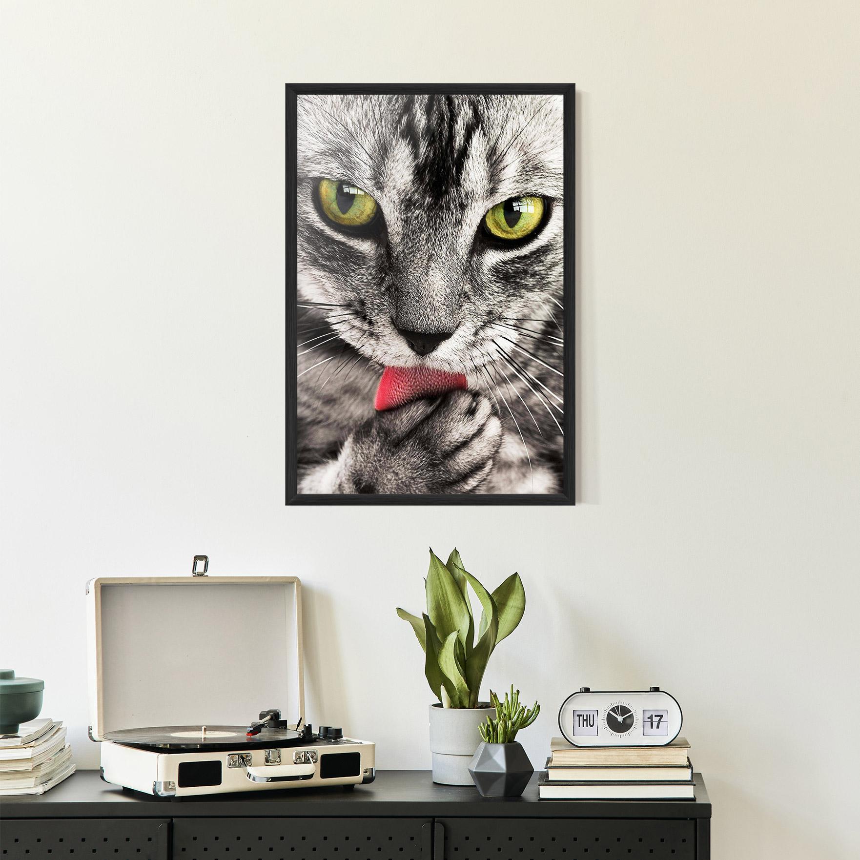 Gerahmte Poster Green Eyes Close Up Cat mockup 2