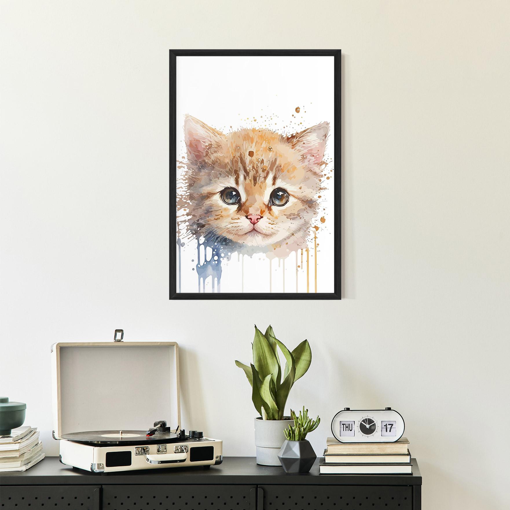 Gerahmte Poster Watercolor Animal Cat mockup 2
