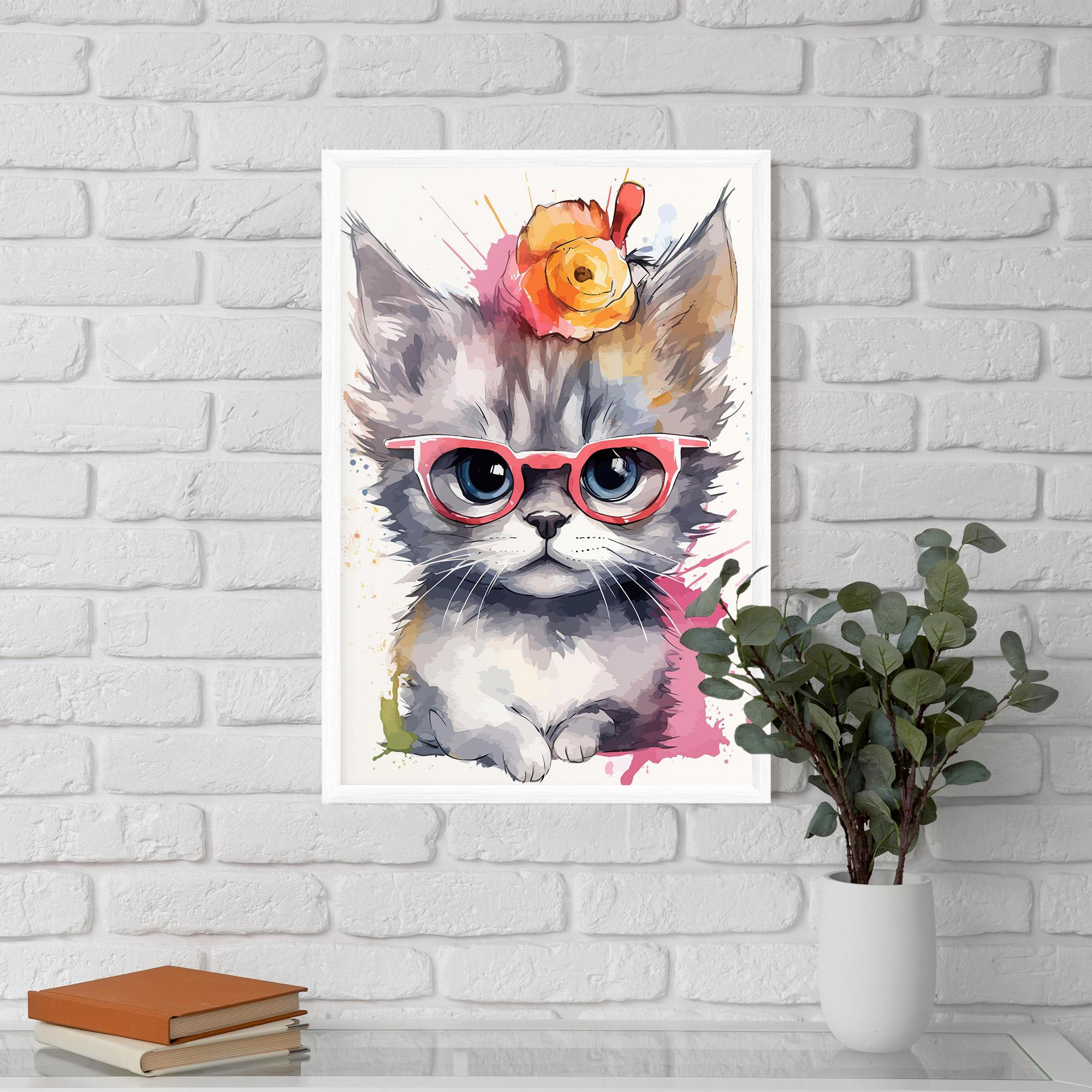 Gerahmte Poster Adorable Grey Cat mockup 5