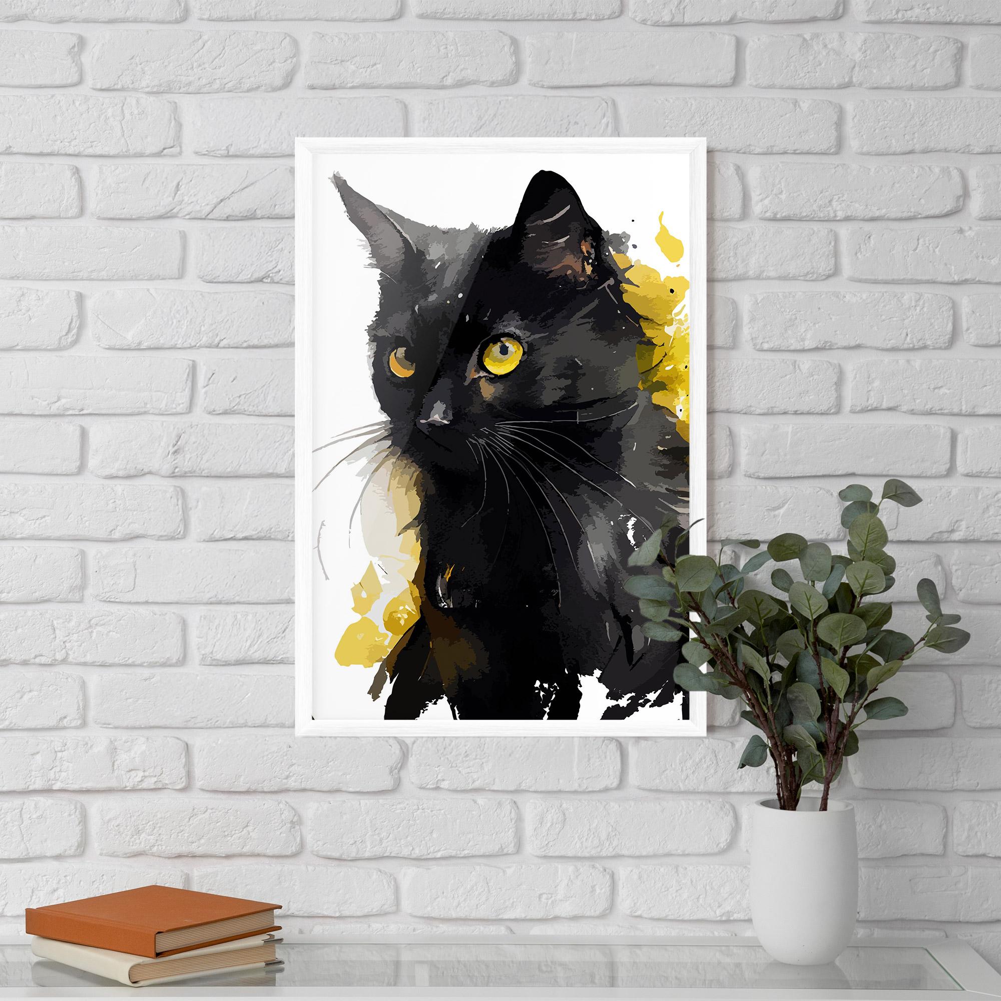 Gerahmte Poster Beautiful Black Cat mockup 5