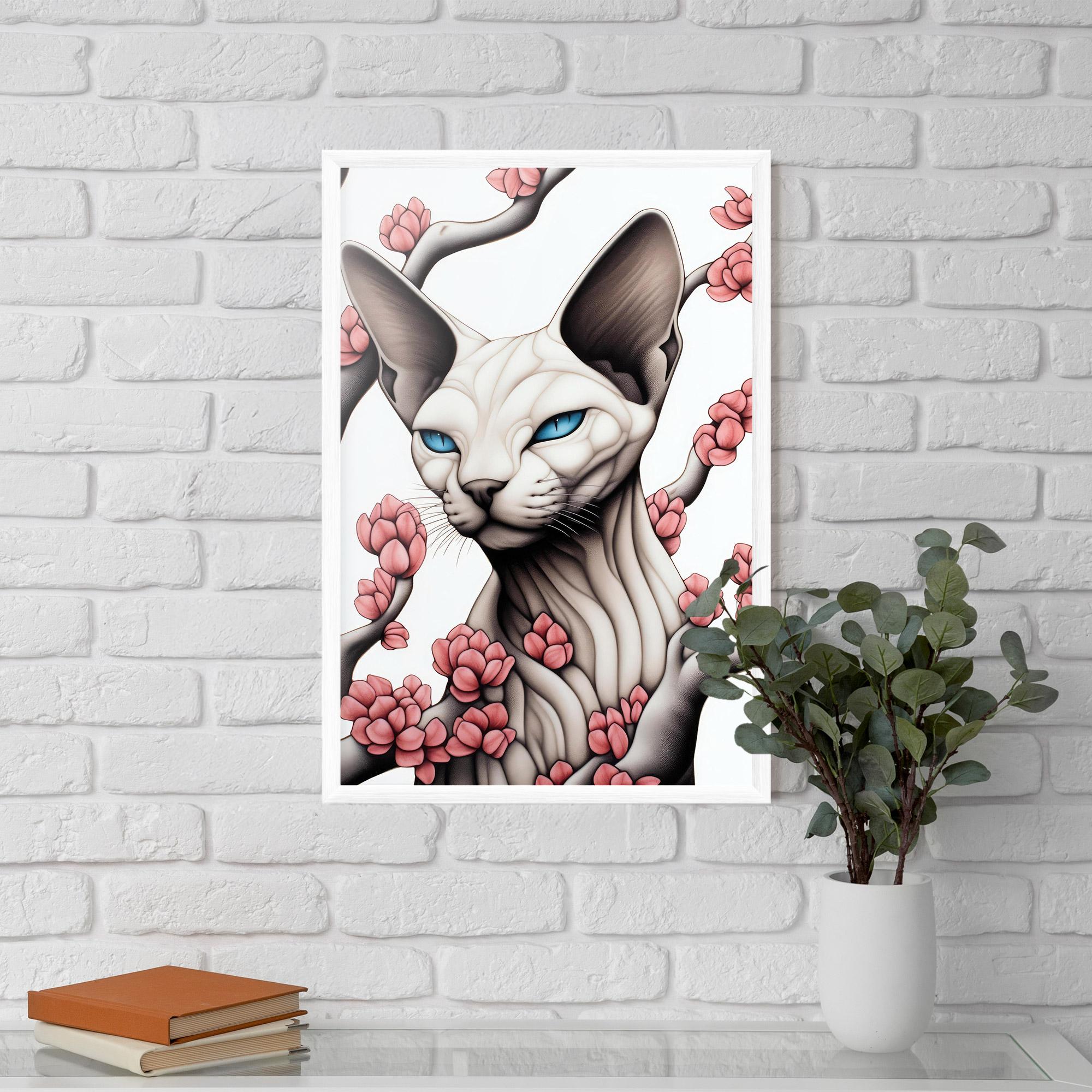 Gerahmte Poster Blue Eyes Cat Drawing mockup 5