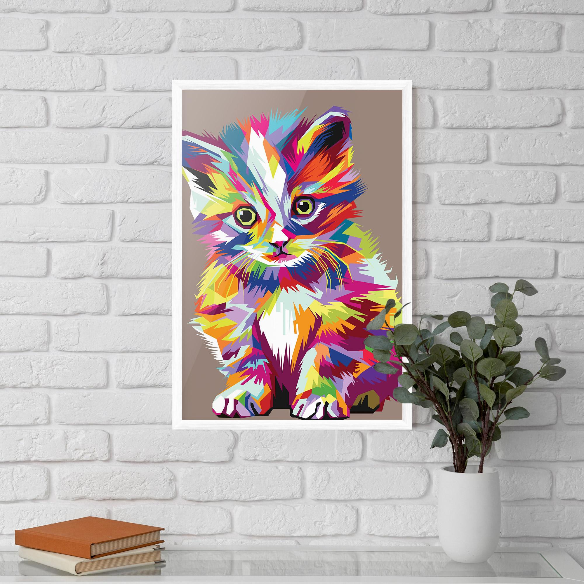 Gerahmte Poster Colorful Cat mockup 5