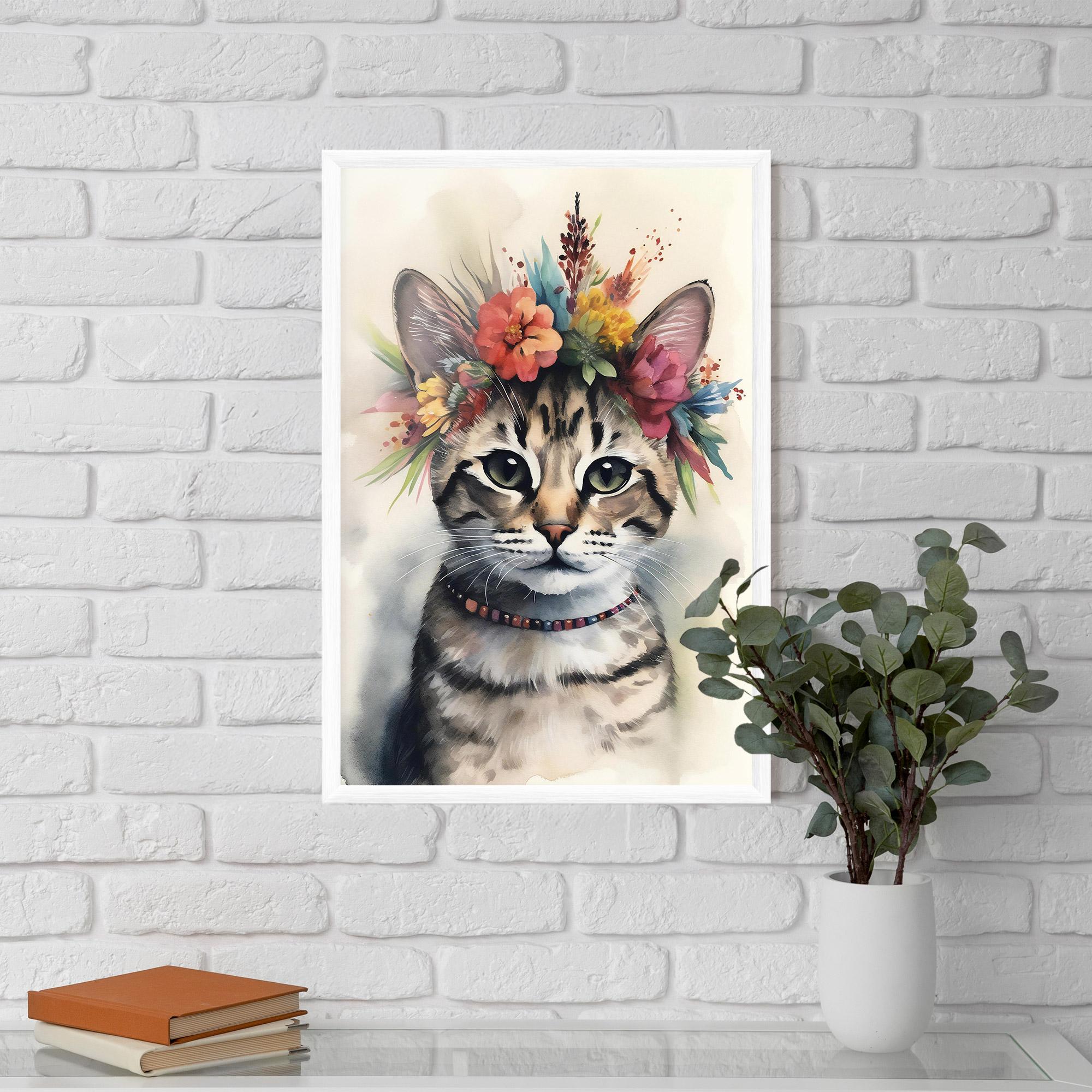 Gerahmte Poster Flower Cat Art mockup 5