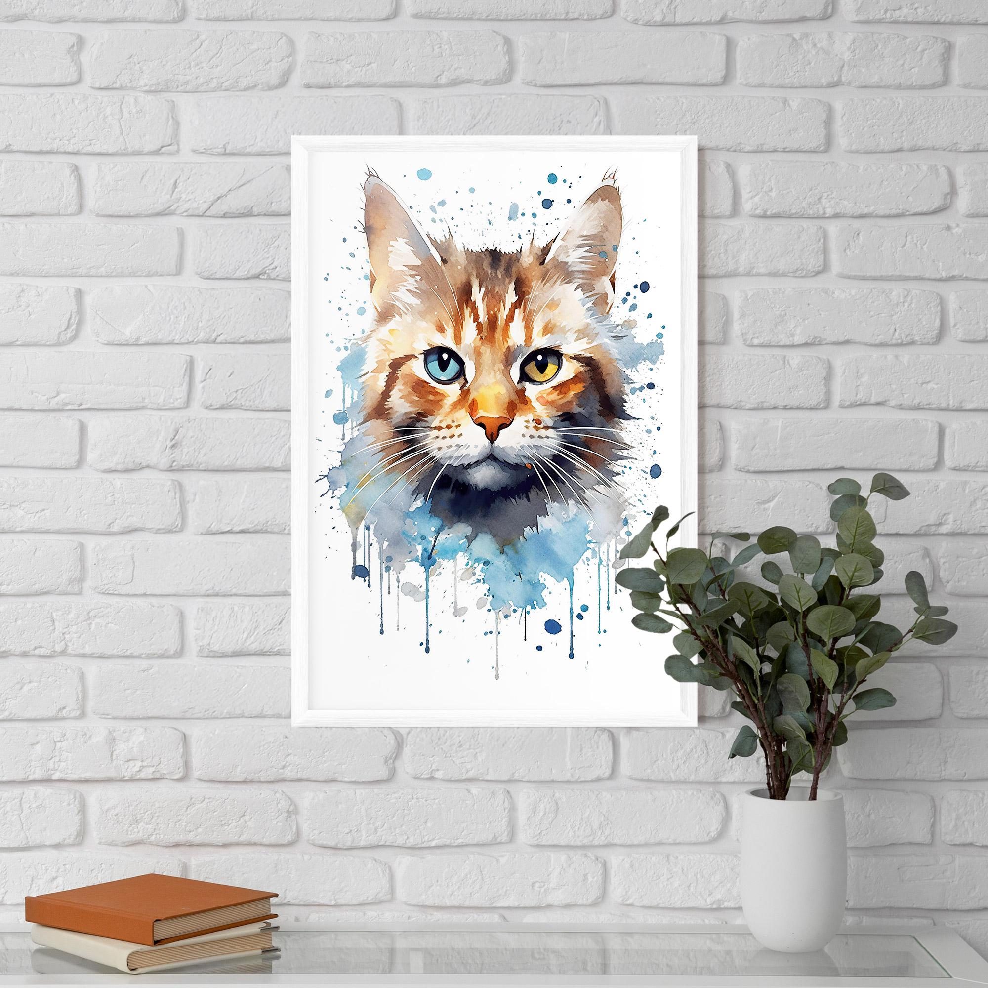 Gerahmte Poster Orange Blue Eyes Cat mockup 5