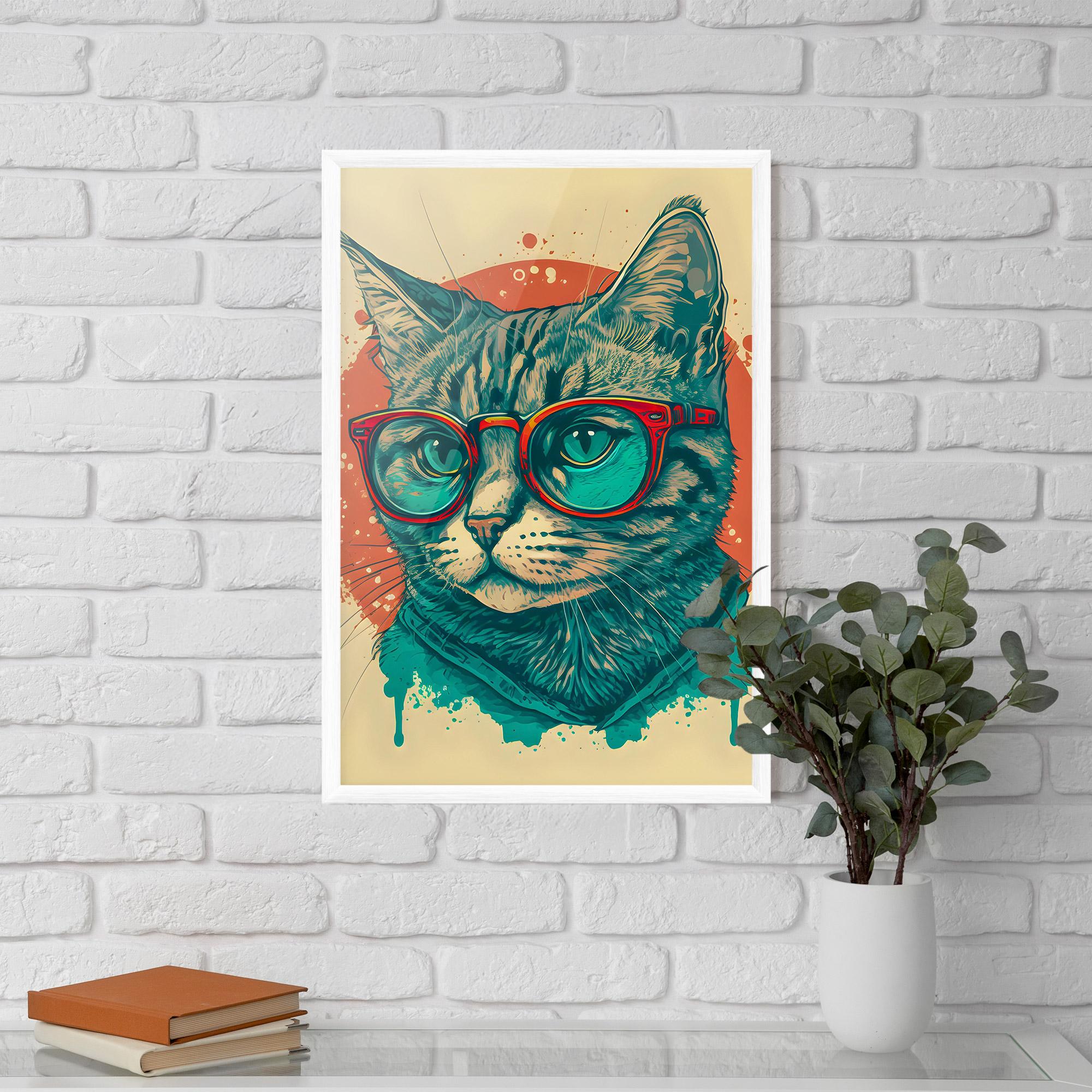 Gerahmte Poster Red Glasses Cat mockup 5