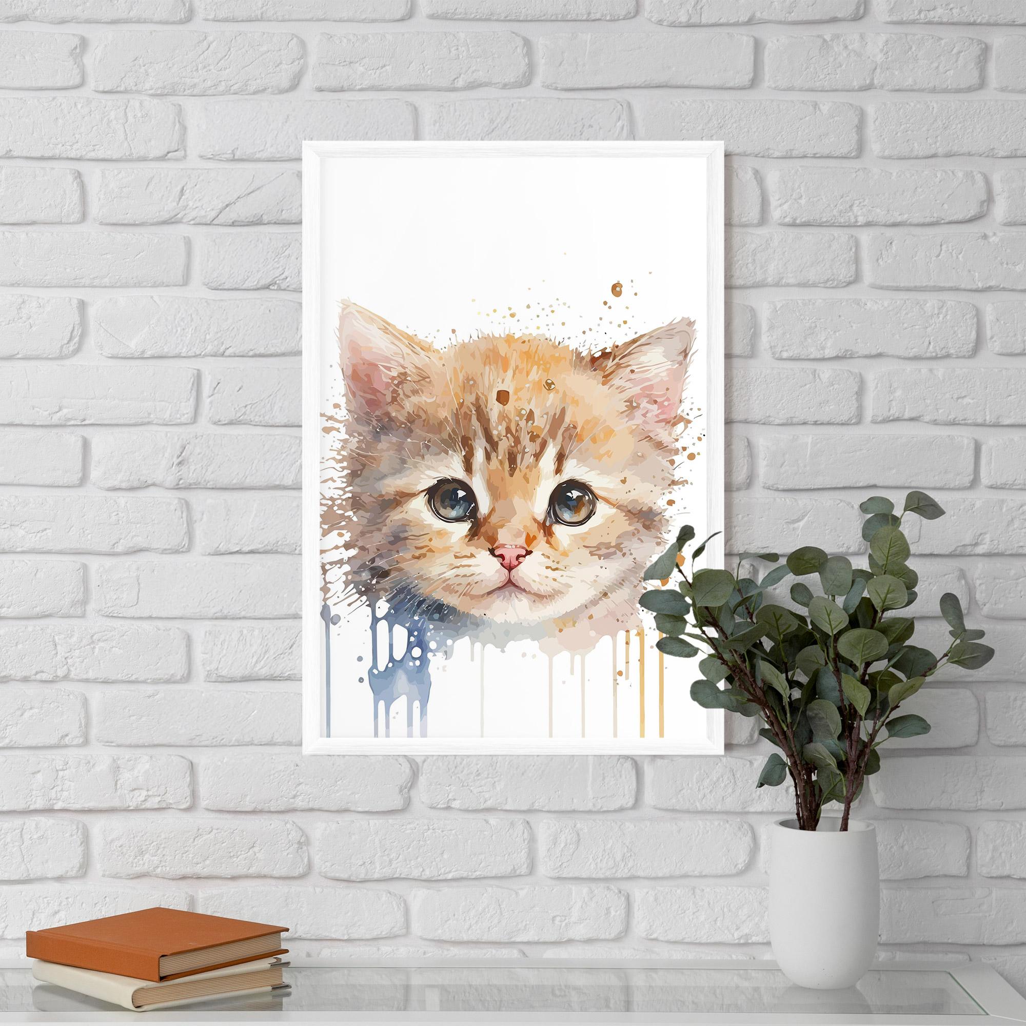Gerahmte Poster Watercolor Animal Cat mockup 5